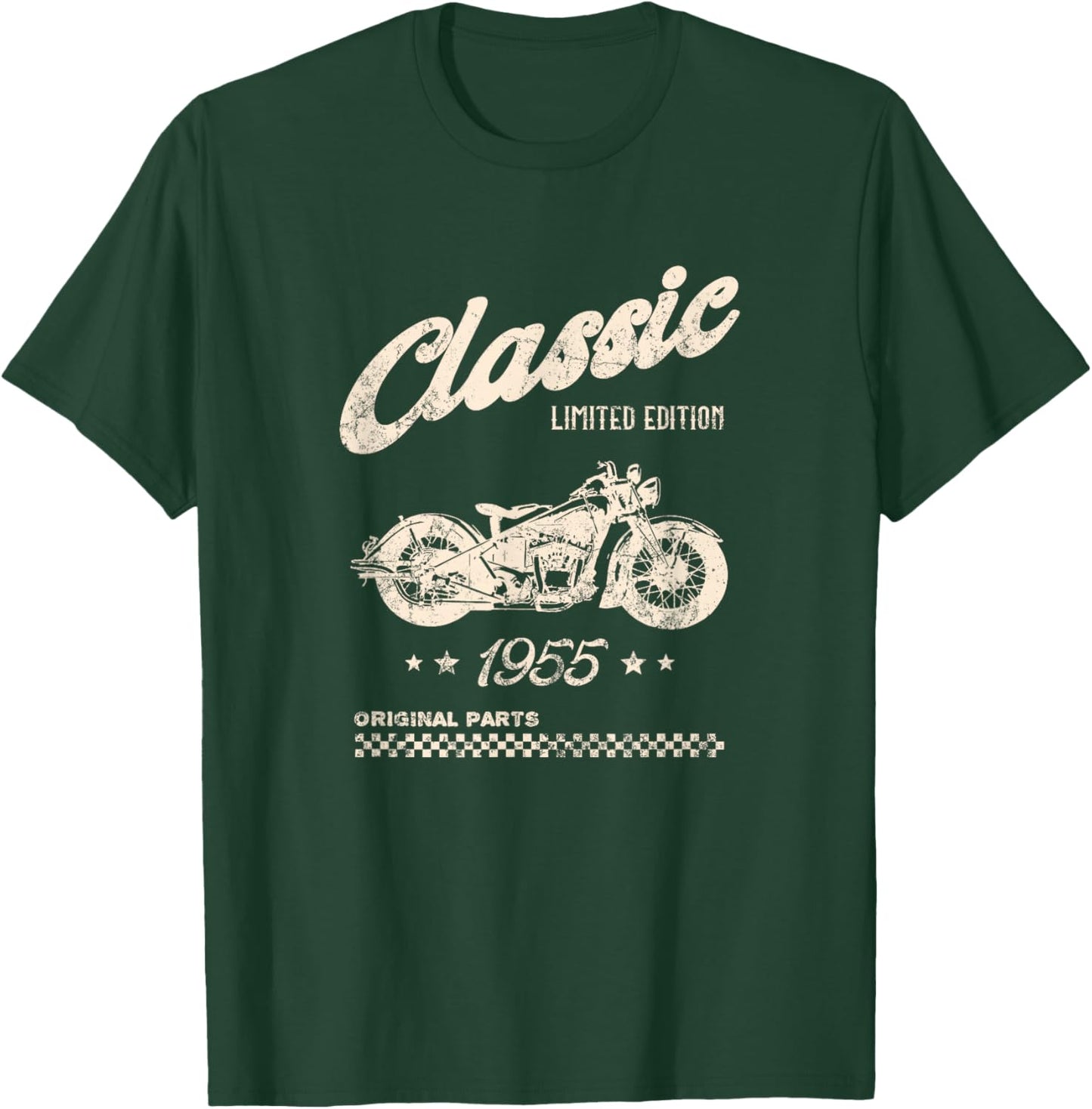 70th Birthday Classic Motorcycle Born in 1955 T-Shirt - T-Shirt | Forest
