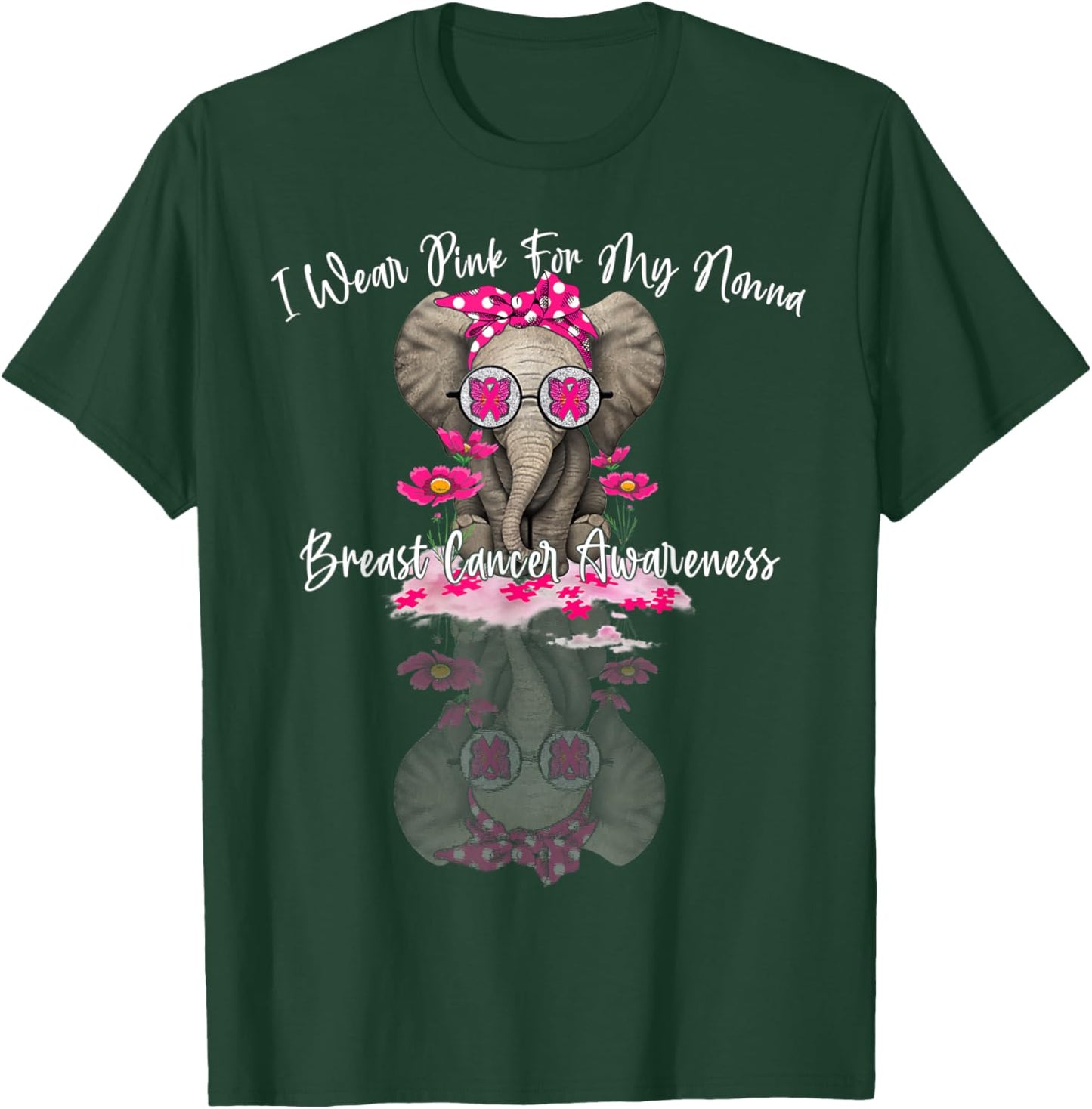 mb I Wear Pink For My Nonna Elephant Breast Cancer T-Shirt - T-Shirt | Forest