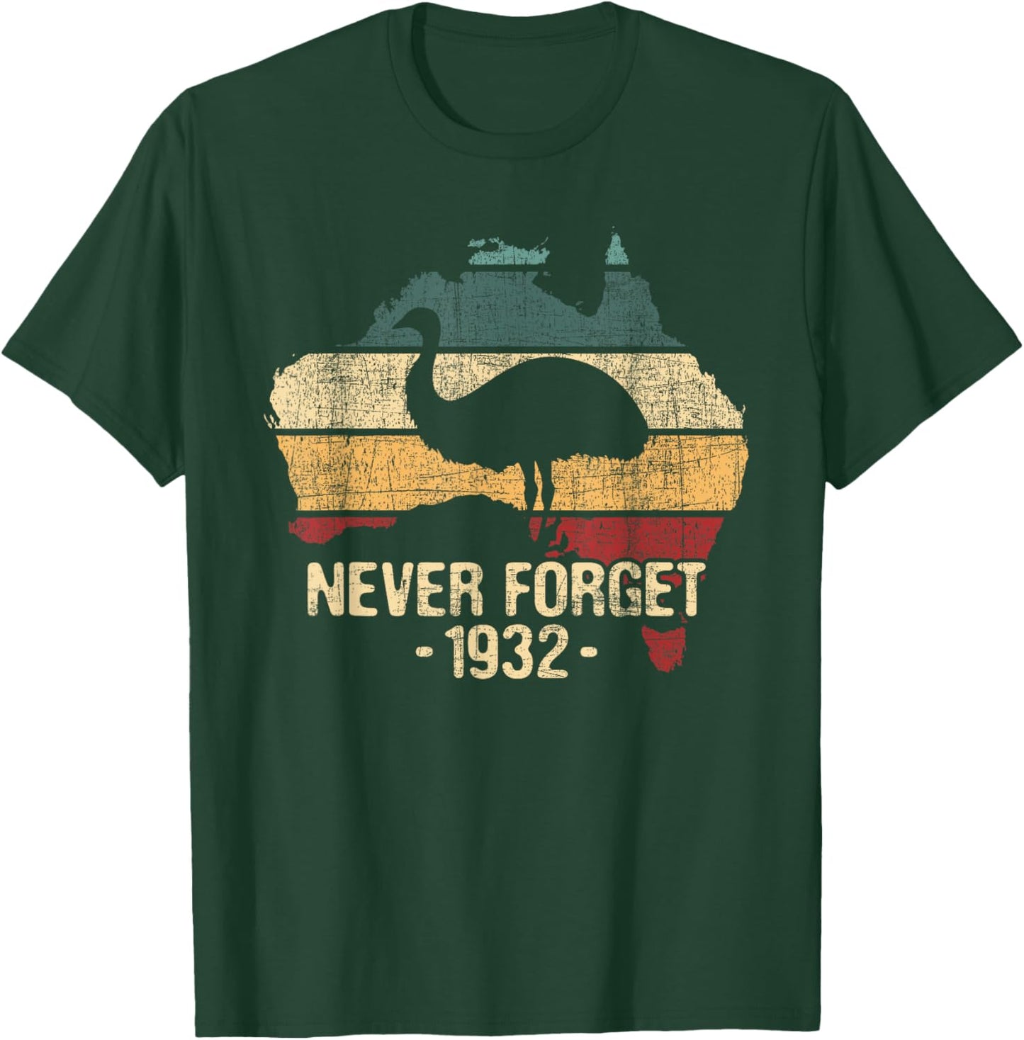Funny Emu Shirts Never Forget 1932 Emu War Adults Emu Lover Zookeeper Black Medium T-Shirt - T-Shirt | Forest