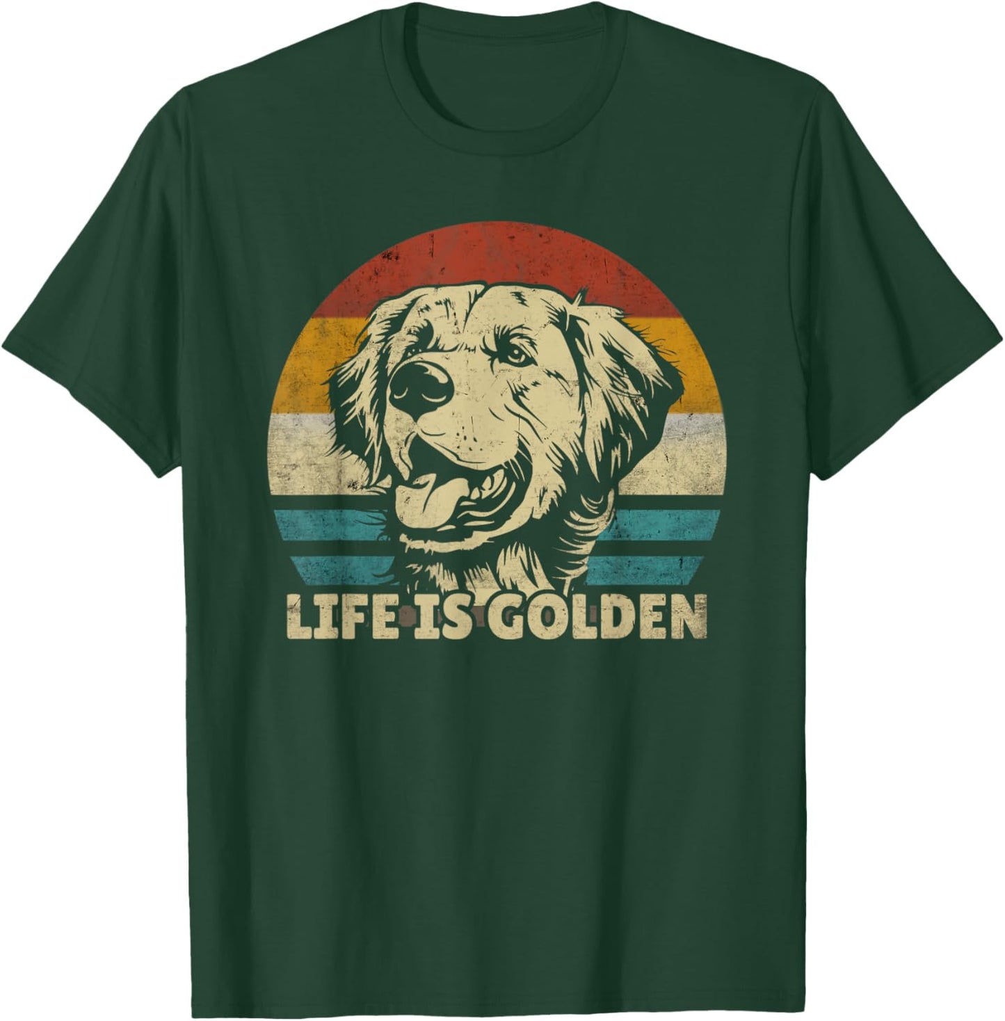 Golden Retriever Hund Life is golden retro vintage T-Shirt - T-Shirt | Forest