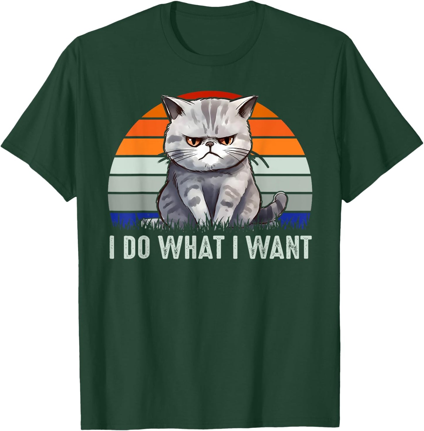 Funny I Do What I Want Retro Vintage Cat Lovers Cat Owners T-Shirt - T-Shirt | Forest