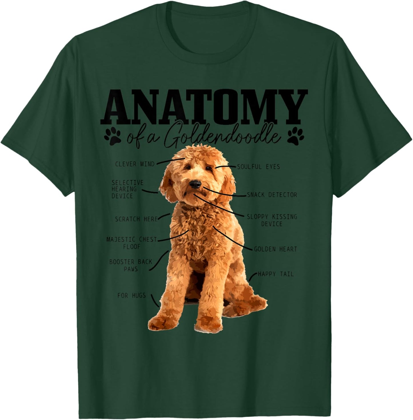 Anatomy Of A Goldendoodle Funny Cute Dog Doodle Mom Dad Women Kids T-Shirt - T-Shirt | Forest