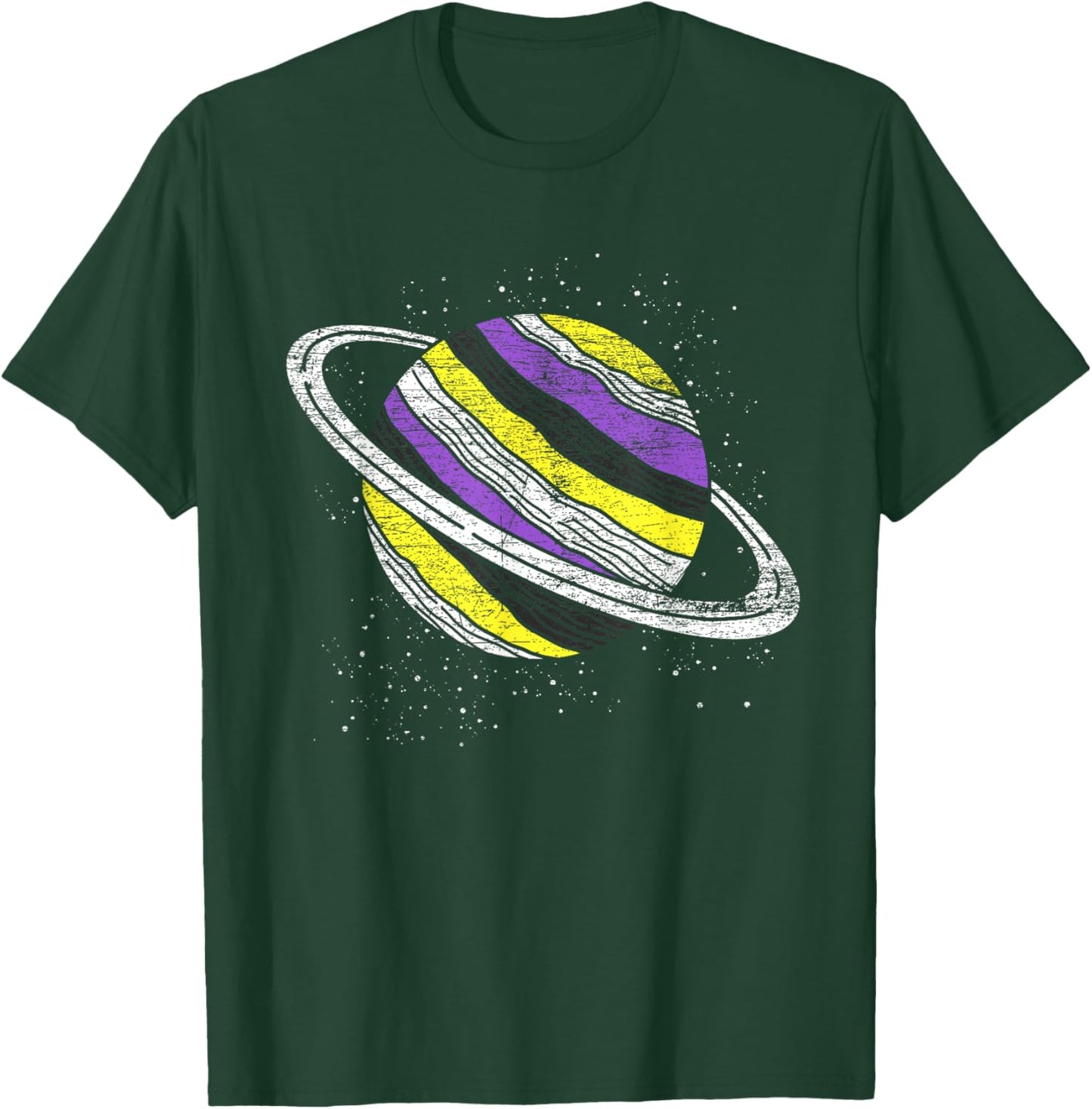 Non Binary Flag Saturn Genderfluid Planet Non-Binary T-Shirt - T-Shirt | Forest