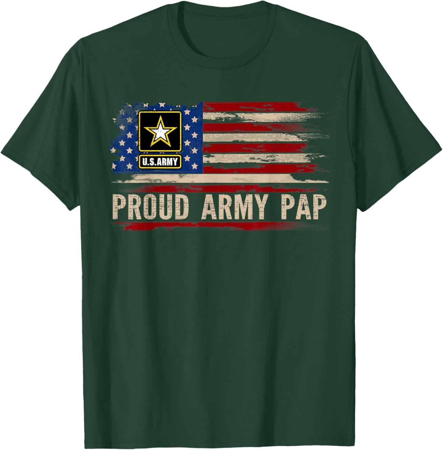 Vintage Proud Army Pap American Flag Veteran Gift T-Shirt - T-Shirt | Forest