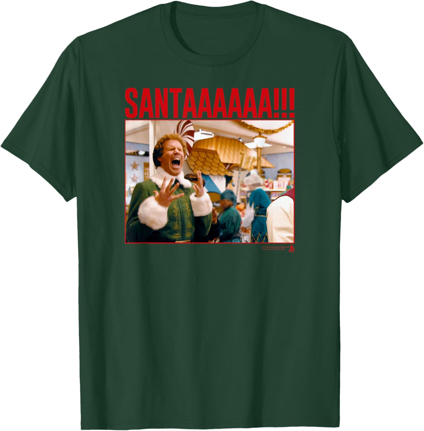 Elf Santa Scream Funny Christmas T-Shirt - T-Shirt | Forest