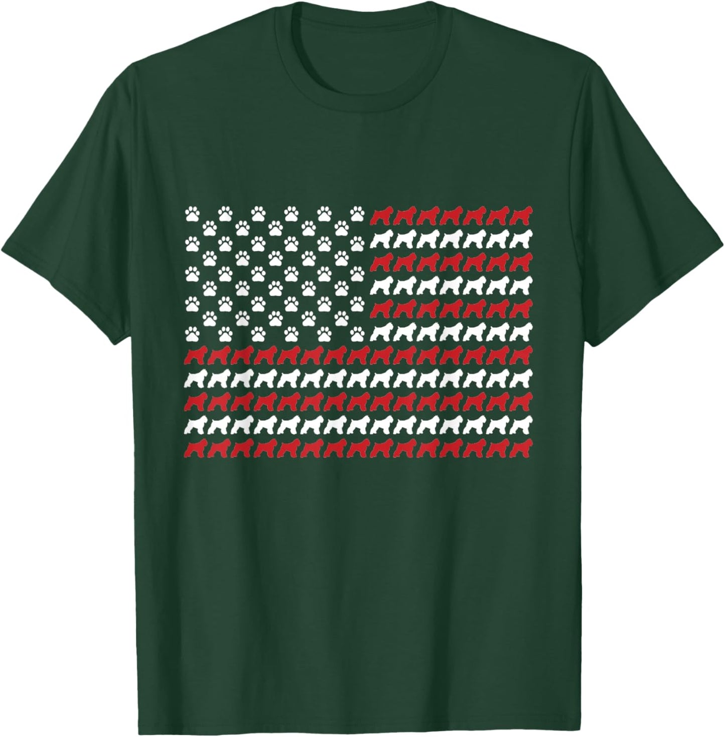 Bouvier des Flandres 4th of July Dog Paw Print T-Shirt - T-Shirt | Forest