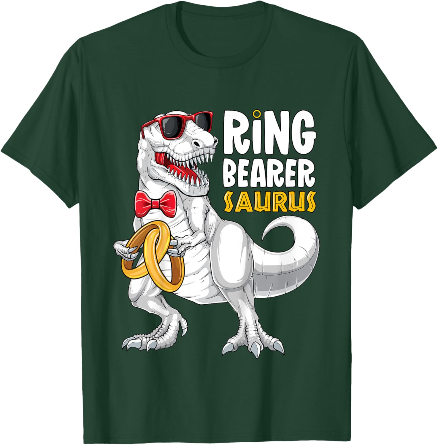 Kids Ring Bearer Saurus Shirt T Rex Wedding Boys Ring Bearer T-Shirt - T-Shirt | Forest