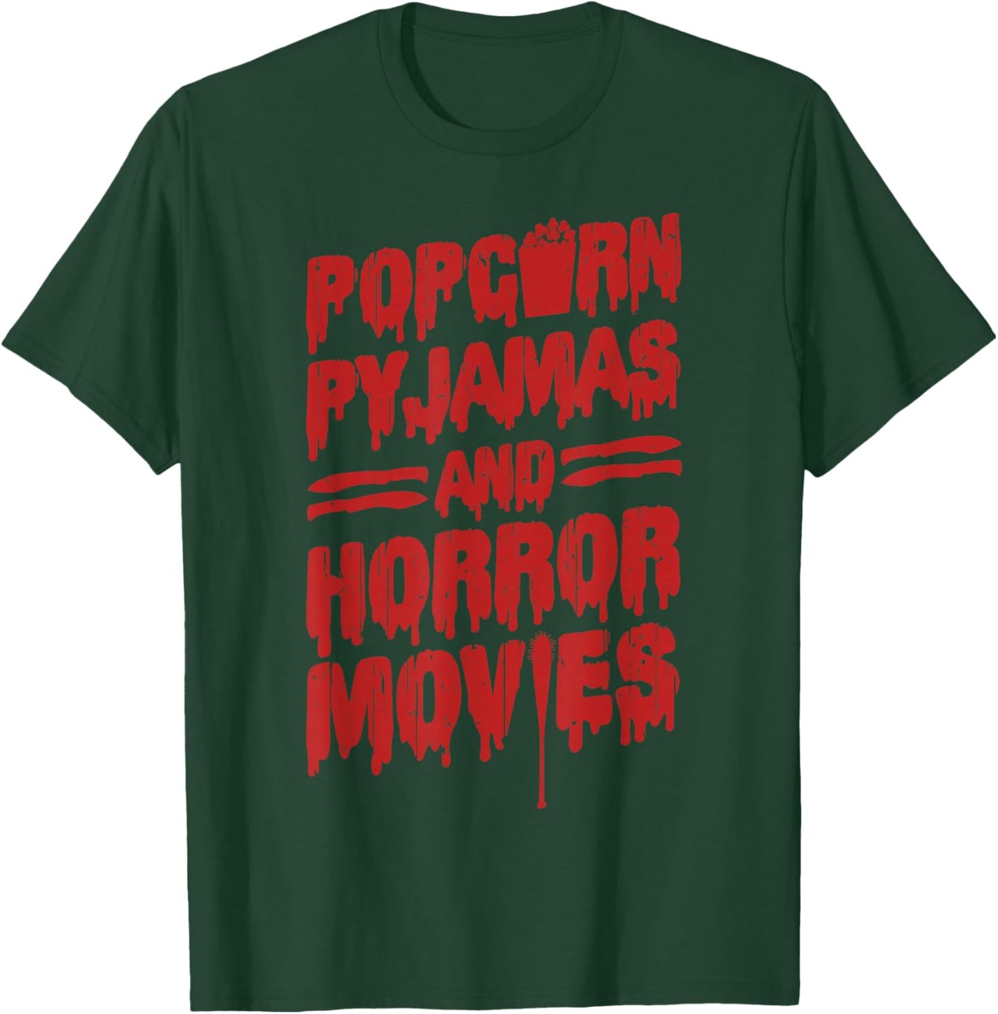 Scary Horror Movie Popcorn Pajamas and Horror Movies T-Shirt - T-Shirt | Forest