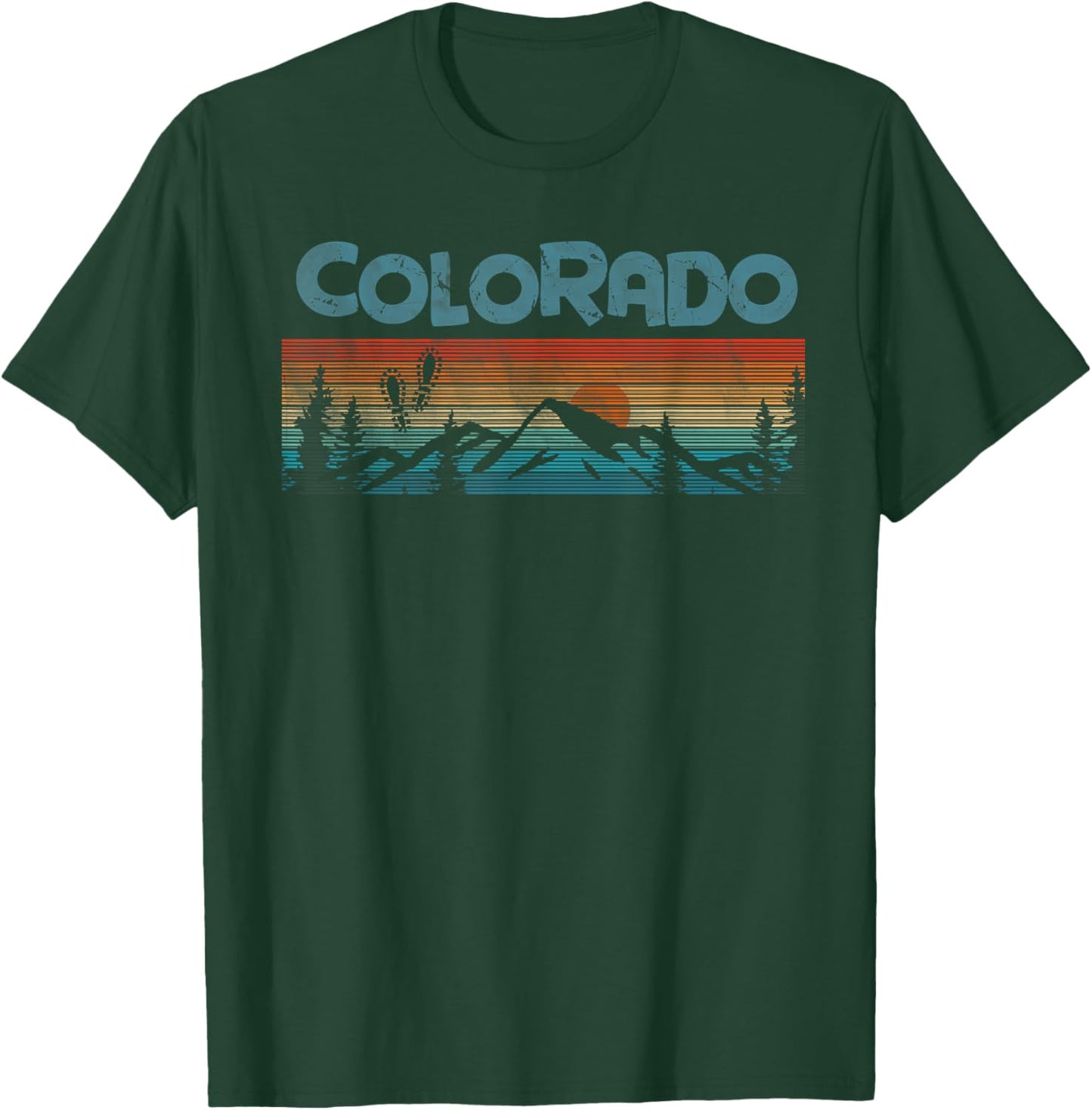 Colorado Rocky Mountains Retro Skiing Camping Climbing T-Shirt - T-Shirt | Forest