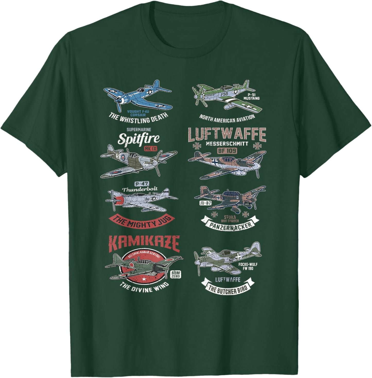 WW2 Planes Warbirds Warplanes F4U Corsair P-47 Thunderbolt T-Shirt - T-Shirt | Forest