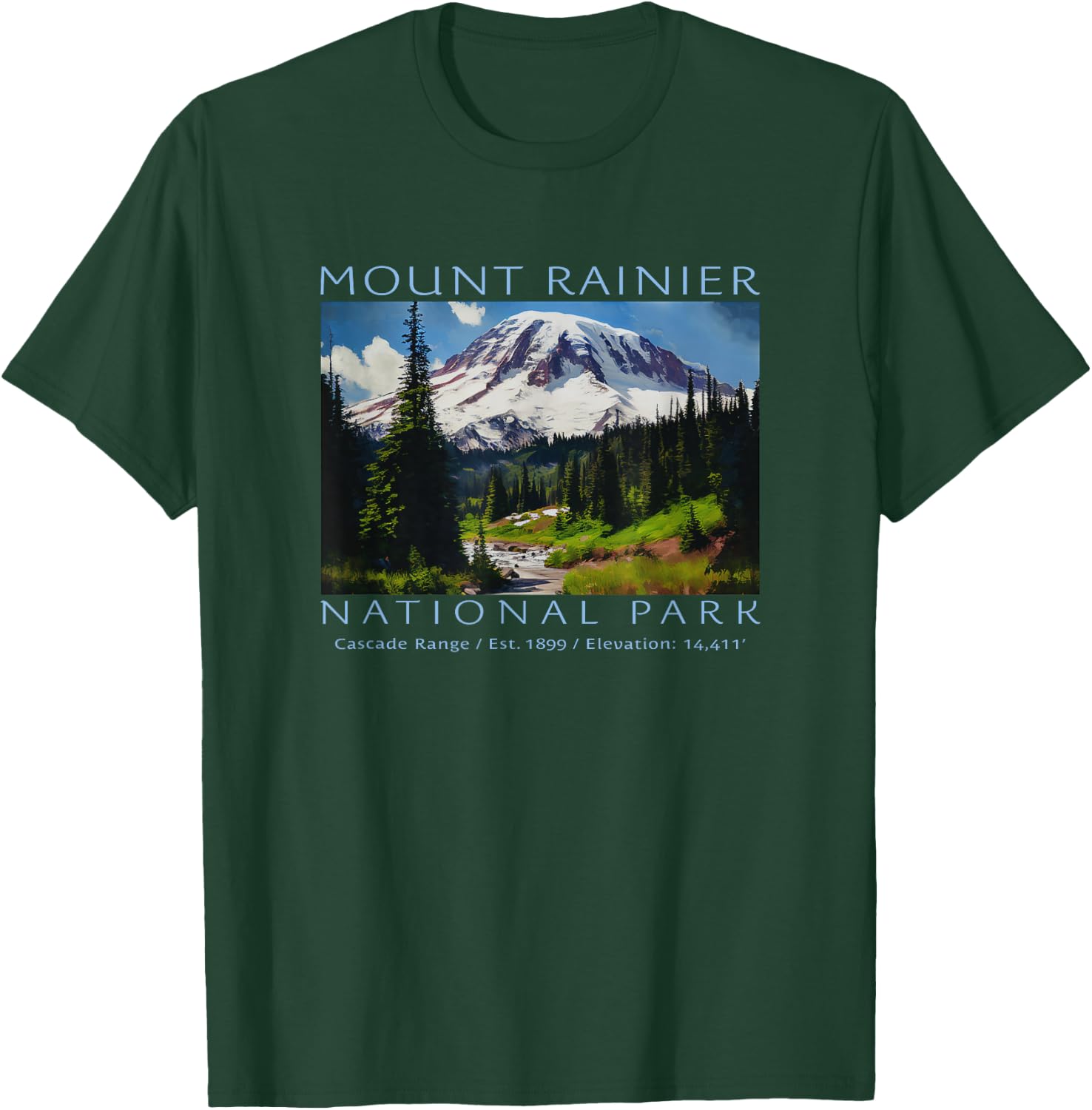 Mt. Rainier National Park Mountain Art Souvenir T-Shirt - T-Shirt | Forest