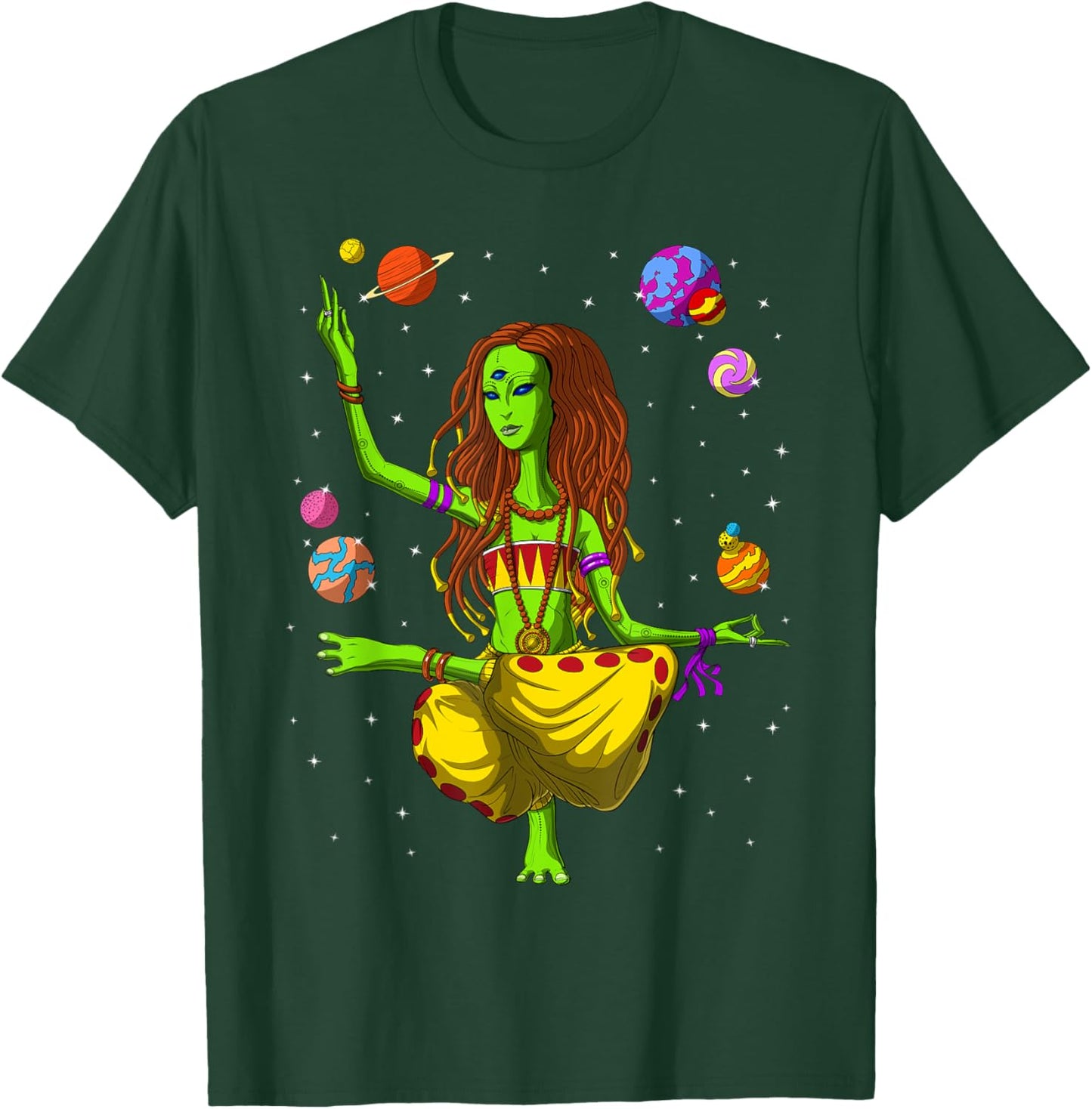 Hippie Alien Yoga Zen Meditation Psychedelic Spiritual Women T-Shirt - T-Shirt | Forest