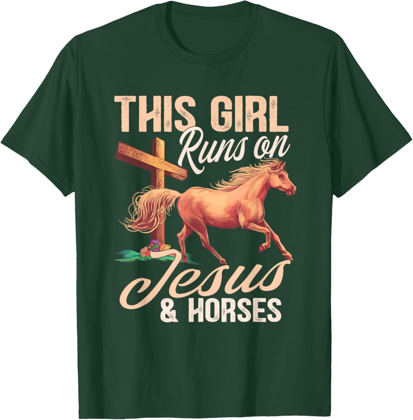 This girl runs on jesus and horses T-Shirt - T-Shirt | Forest