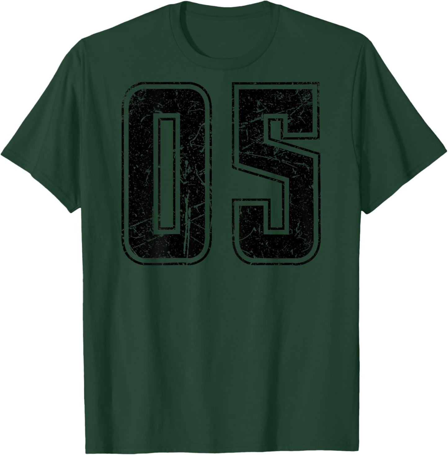 Number 05 Distressed Grunge Vintage Back Print T-Shirt - T-Shirt | Forest