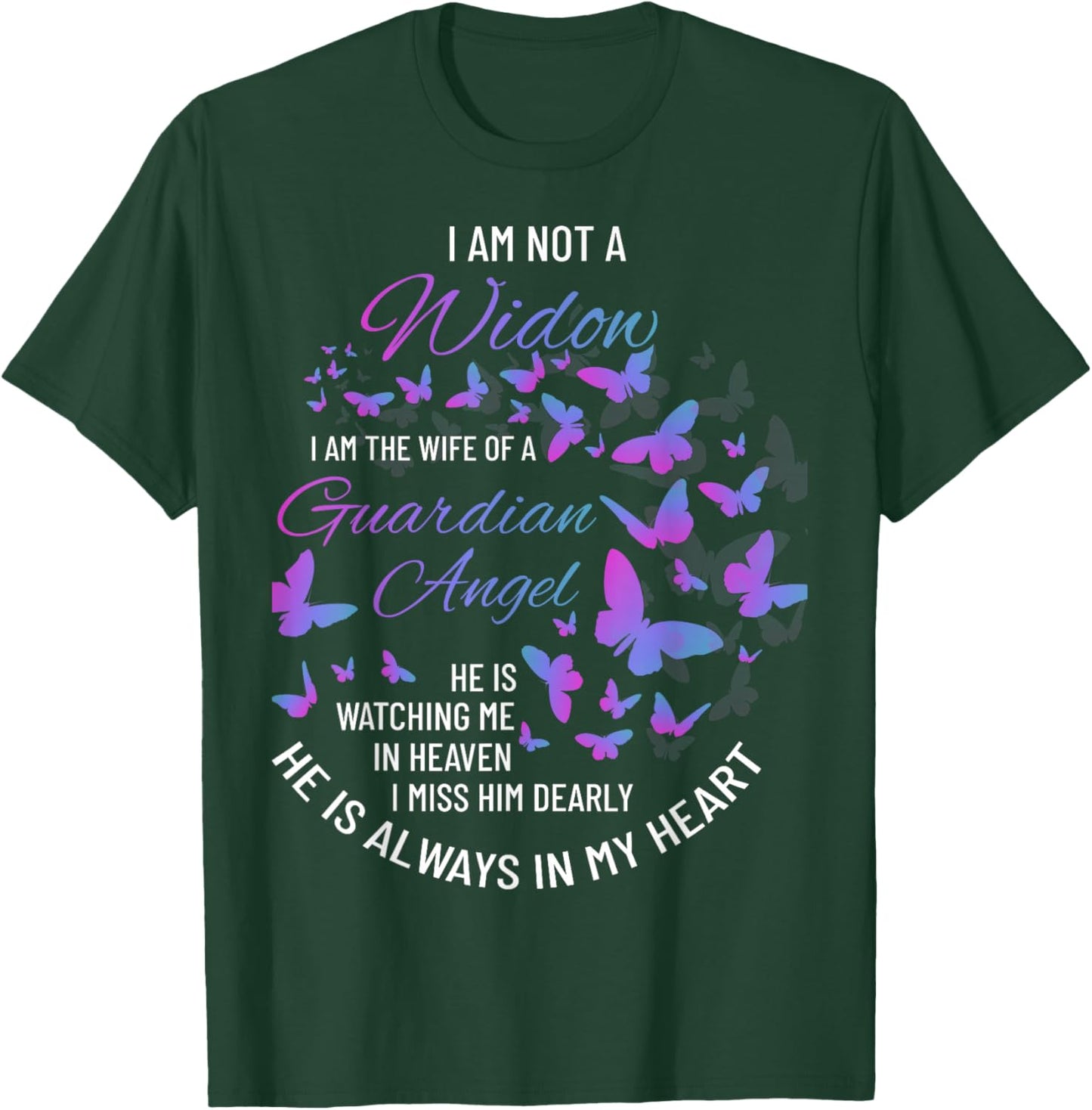 Widow Shirt, Grief to Husband, Husband is My Guardian Angel T-Shirt - T-Shirt | Forest