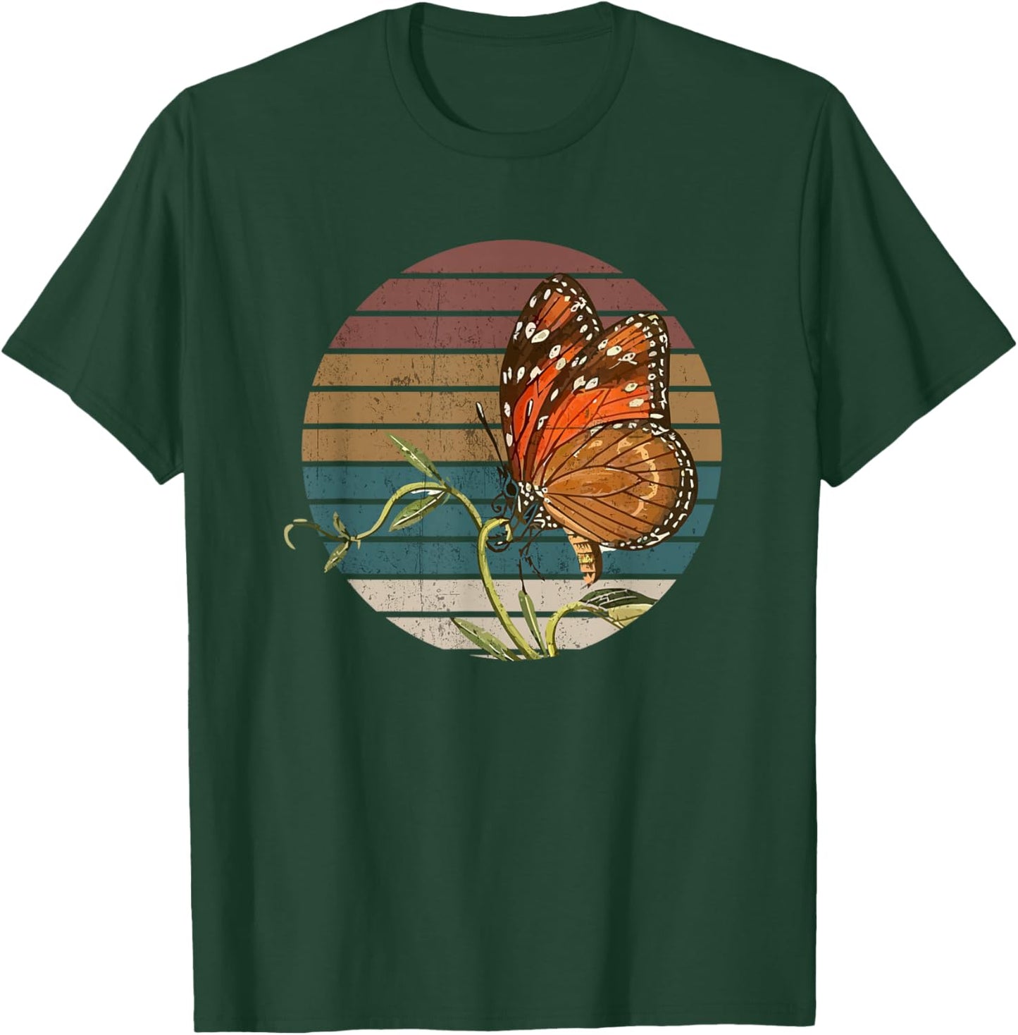 Retro Butterfly Lover Monarch Entomolgist Vintage Milkweed T-Shirt - T-Shirt | Forest