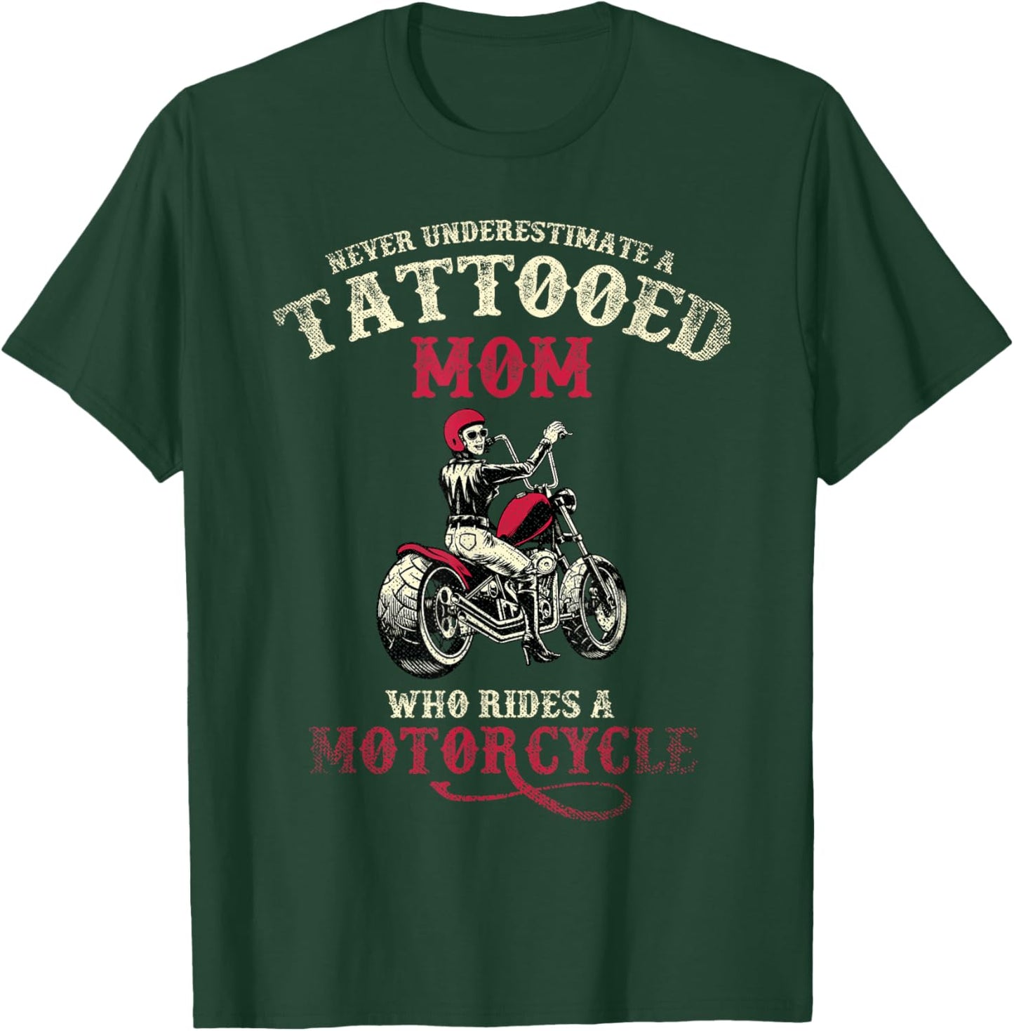 A Tattooed Mom Who Rides A Motorcycle Inked Women Gift Biker T-Shirt - T-Shirt | Forest
