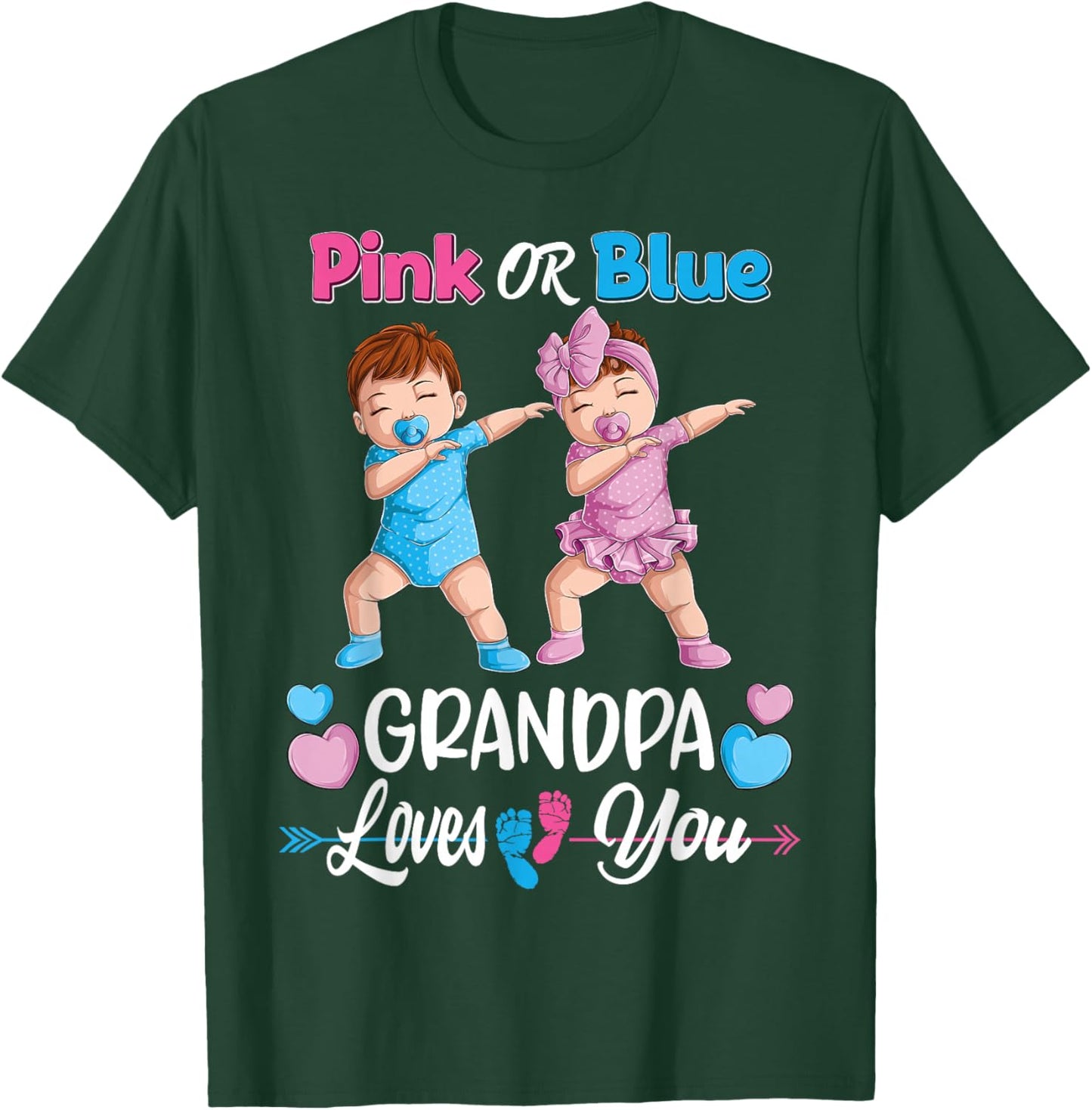 Pink Or Blue Grandpa Loves You Baby Gender Reveal Party Men T-Shirt - T-Shirt | Forest