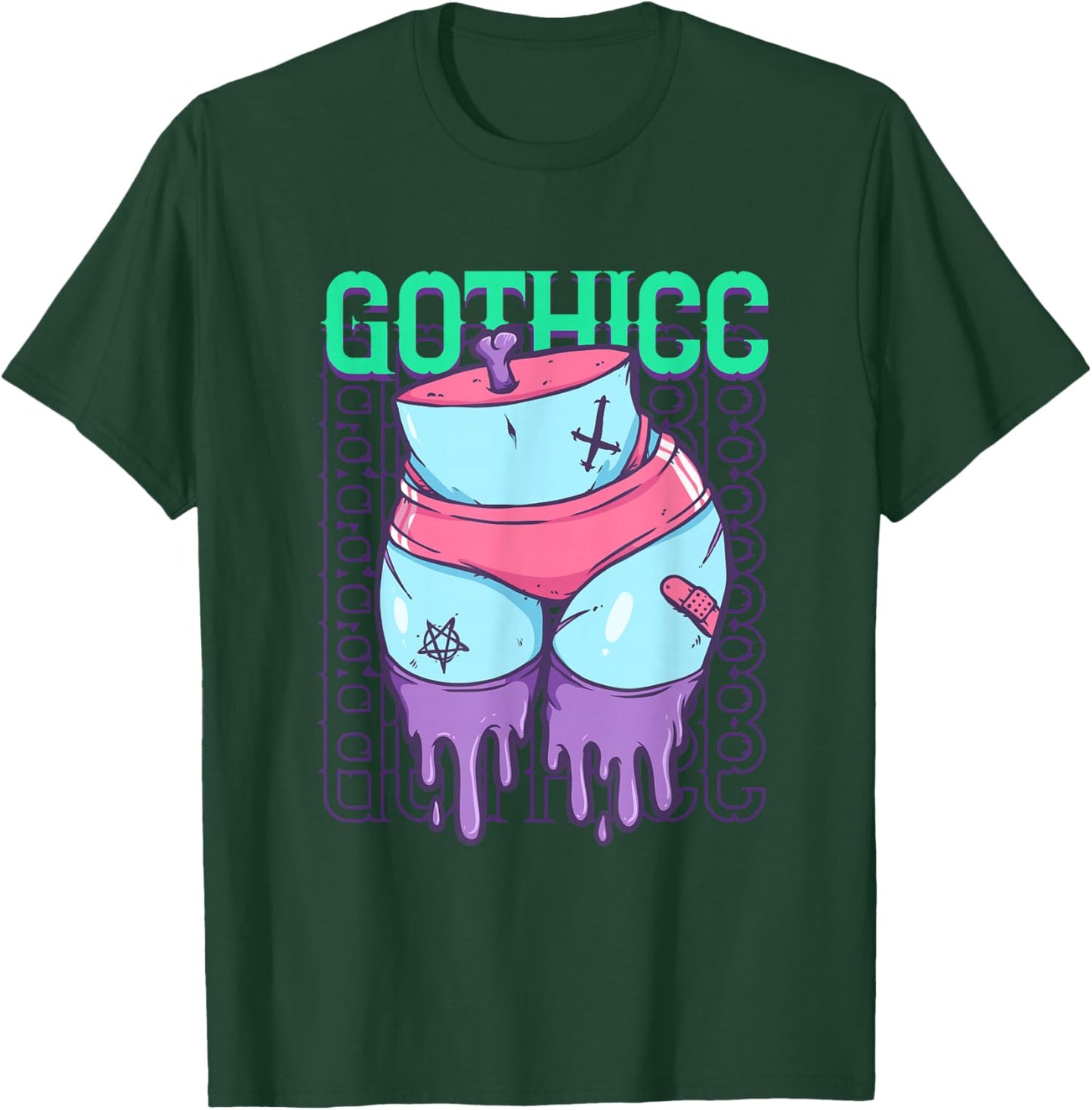 Gothic Emo Gothicc Pastel Goth Thick Thighs Booty T-Shirt - T-Shirt | Forest