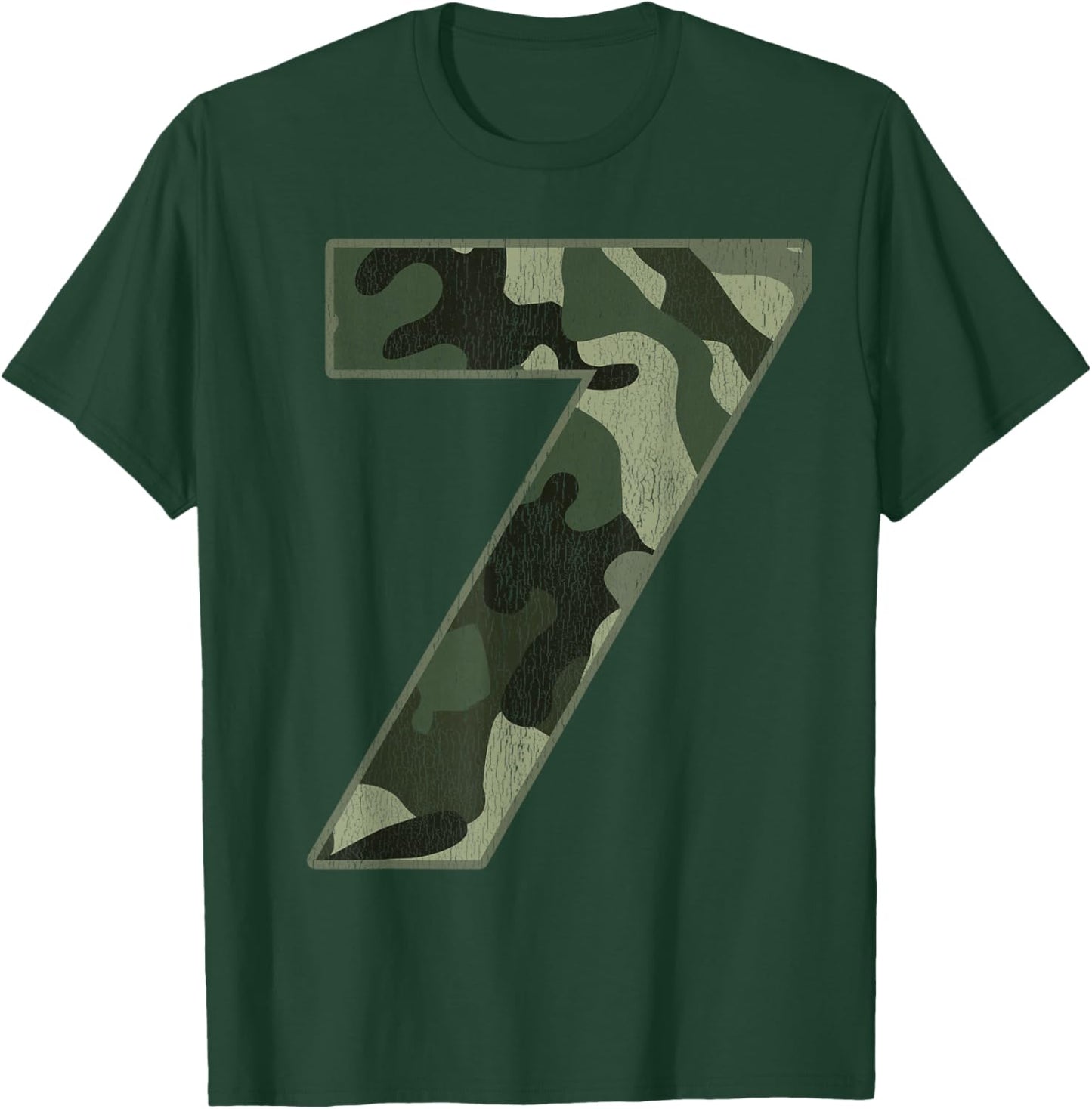 7th Birthday Army Birthday Party 7 Years Old Camo Number 7 T-Shirt - T-Shirt | Forest