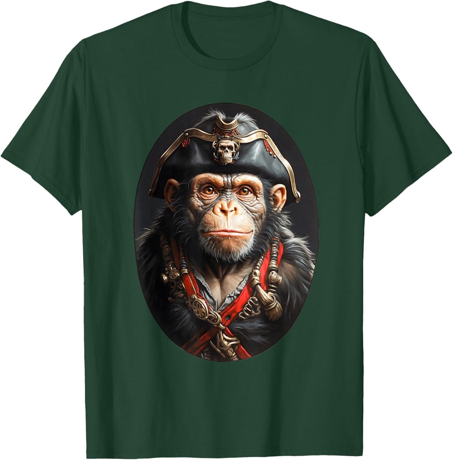 Pirate Chimpanzee Captain - Swashbuckling Monkey Pirate Art T-Shirt - T-Shirt | Forest