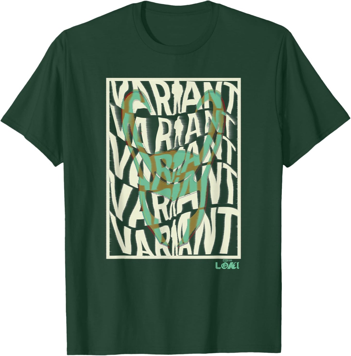 Marvel Loki Variant Word Stack Square Loki Horns T-Shirt - T-Shirt | Forest