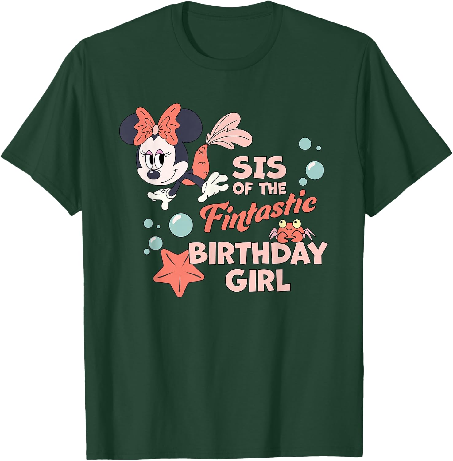Disney Minnie Mouse Mermaid Sis of The Birthday Girl T-Shirt - T-Shirt | Forest