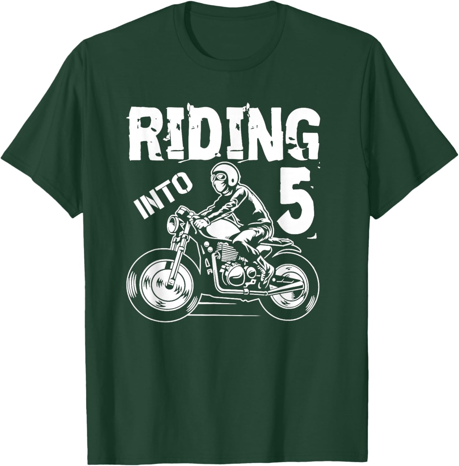 Riding Into 5 Years Old 5th Birthday Kids Motorcycle Party T-Shirt - T-Shirt | Forest