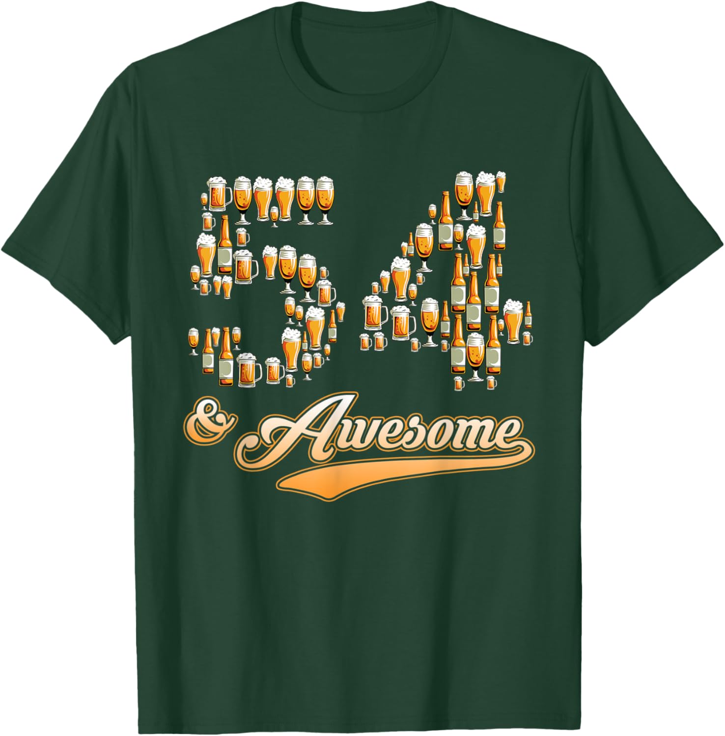 54 Birthday Beer Gift Awesome Beers Fill The 54 Years Number T-Shirt - T-Shirt | Forest