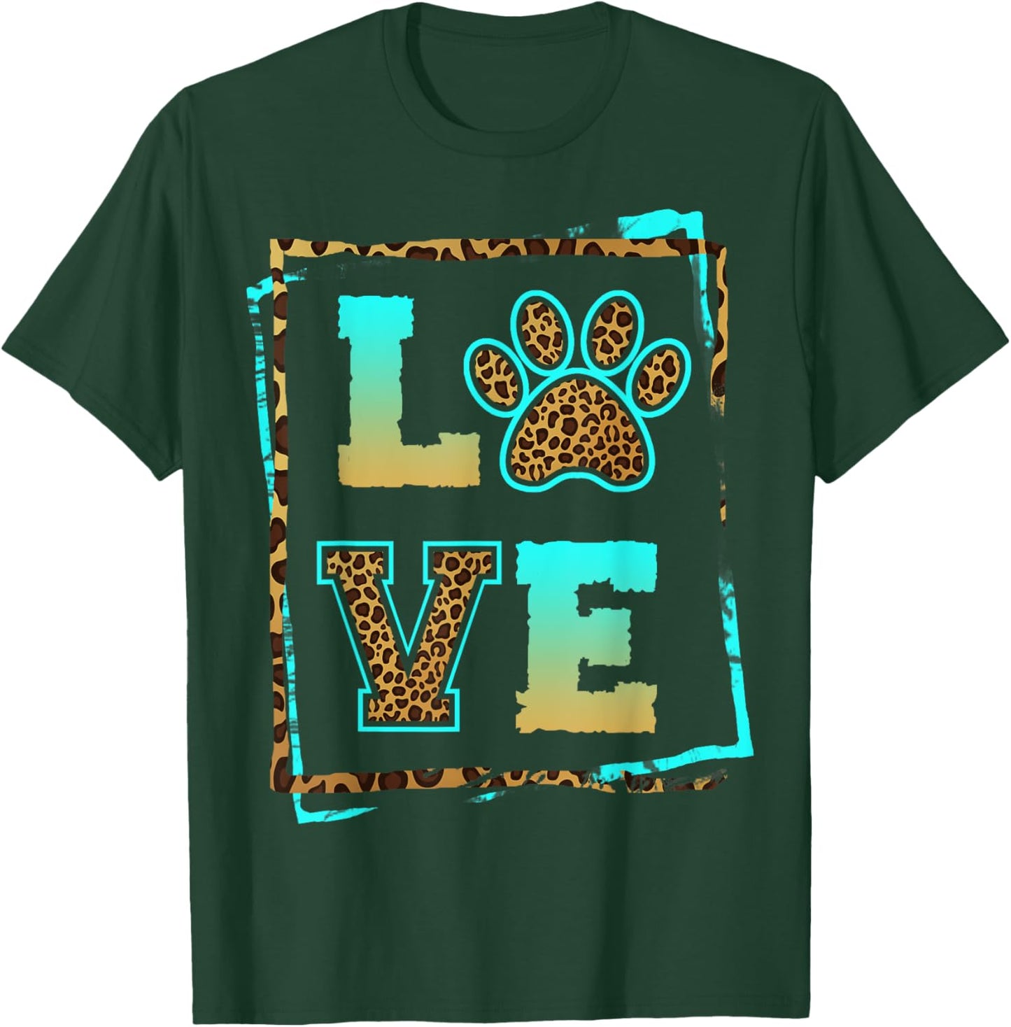 Love Paw Pet Owner Dog Mom Fur Mama Leopard Print Women Gift T-Shirt - T-Shirt | Forest