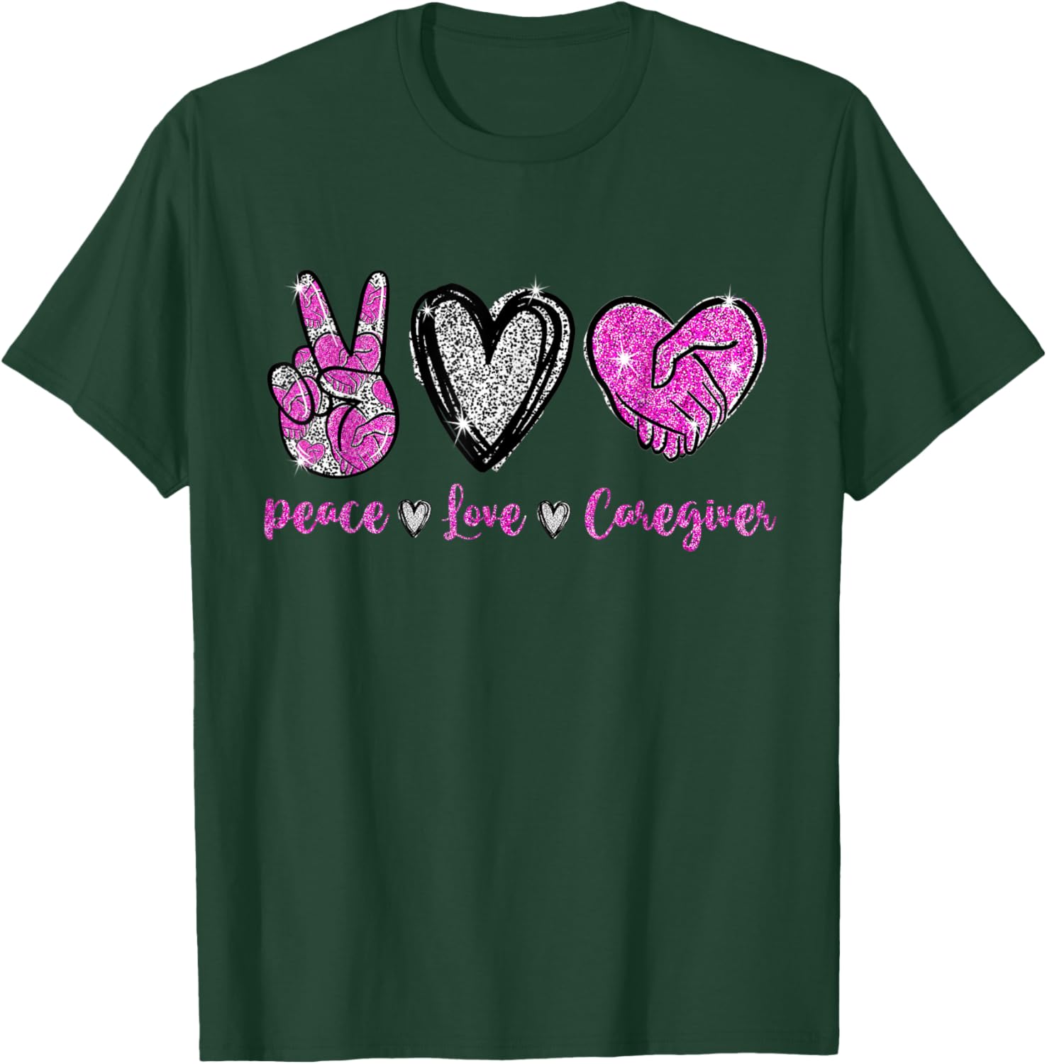 Peace Love Caregiver - Cute Caregiver Life Nurse T-Shirt - T-Shirt | Forest