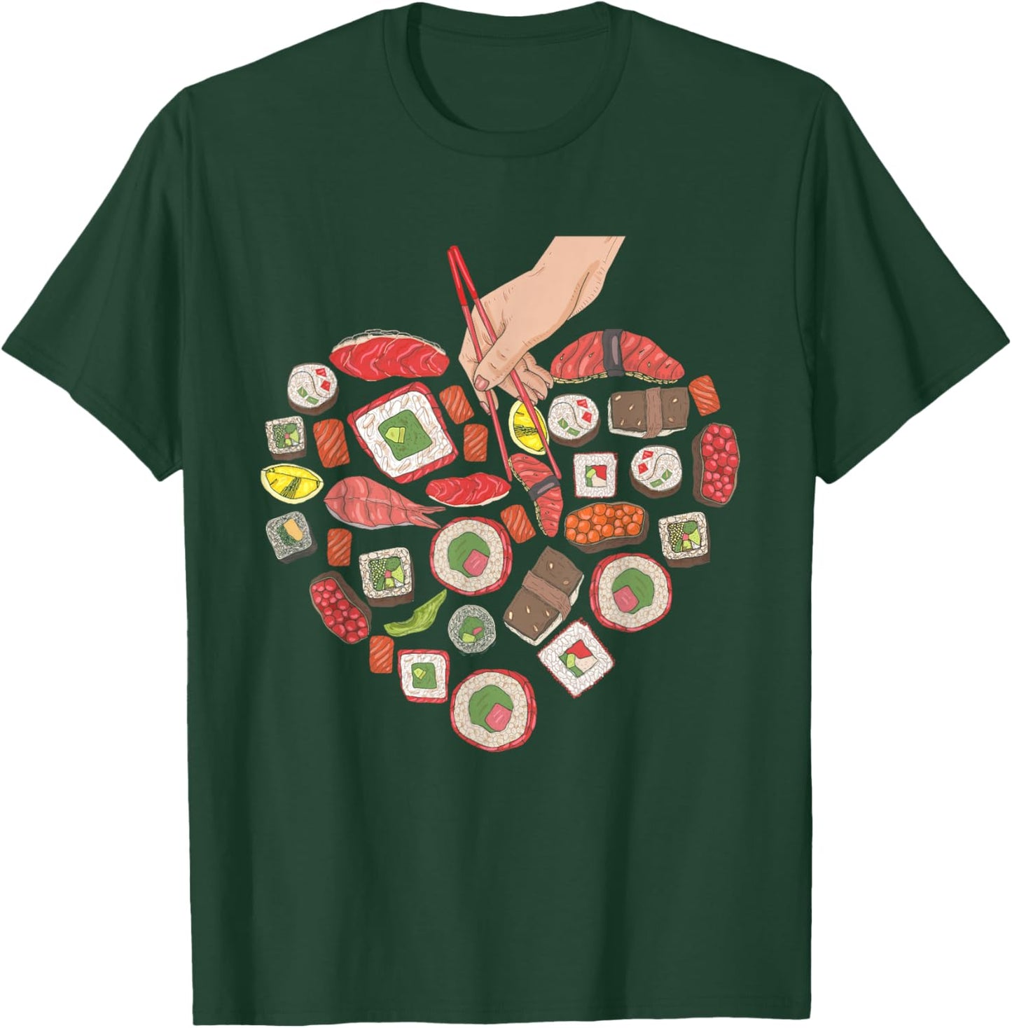 Sushi Heart - Japan Japanese Cuisine Chef Food Lover T-Shirt - T-Shirt | Forest