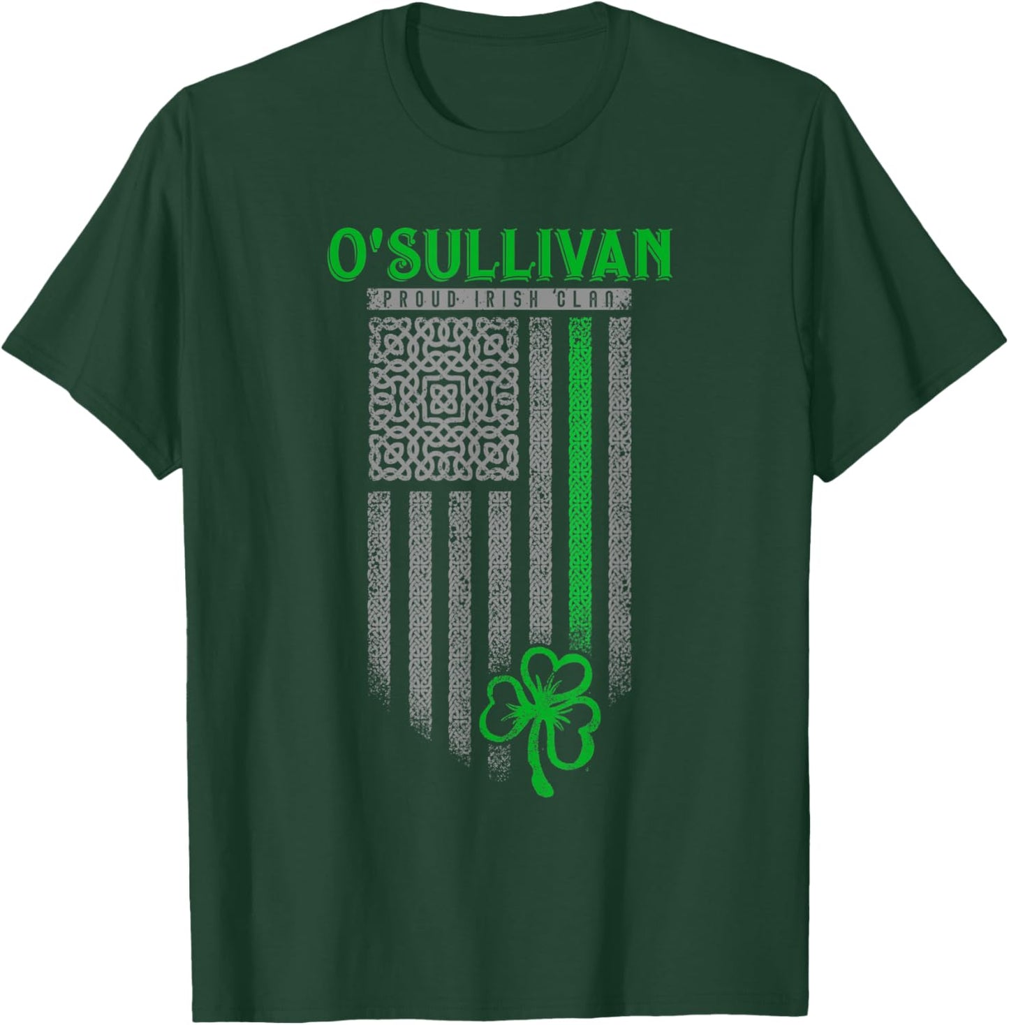 O'Sullivan Irish Heritage Shamrock USA Flag - O'Sulli Family Kids Men T-Shirt - T-Shirt | Forest