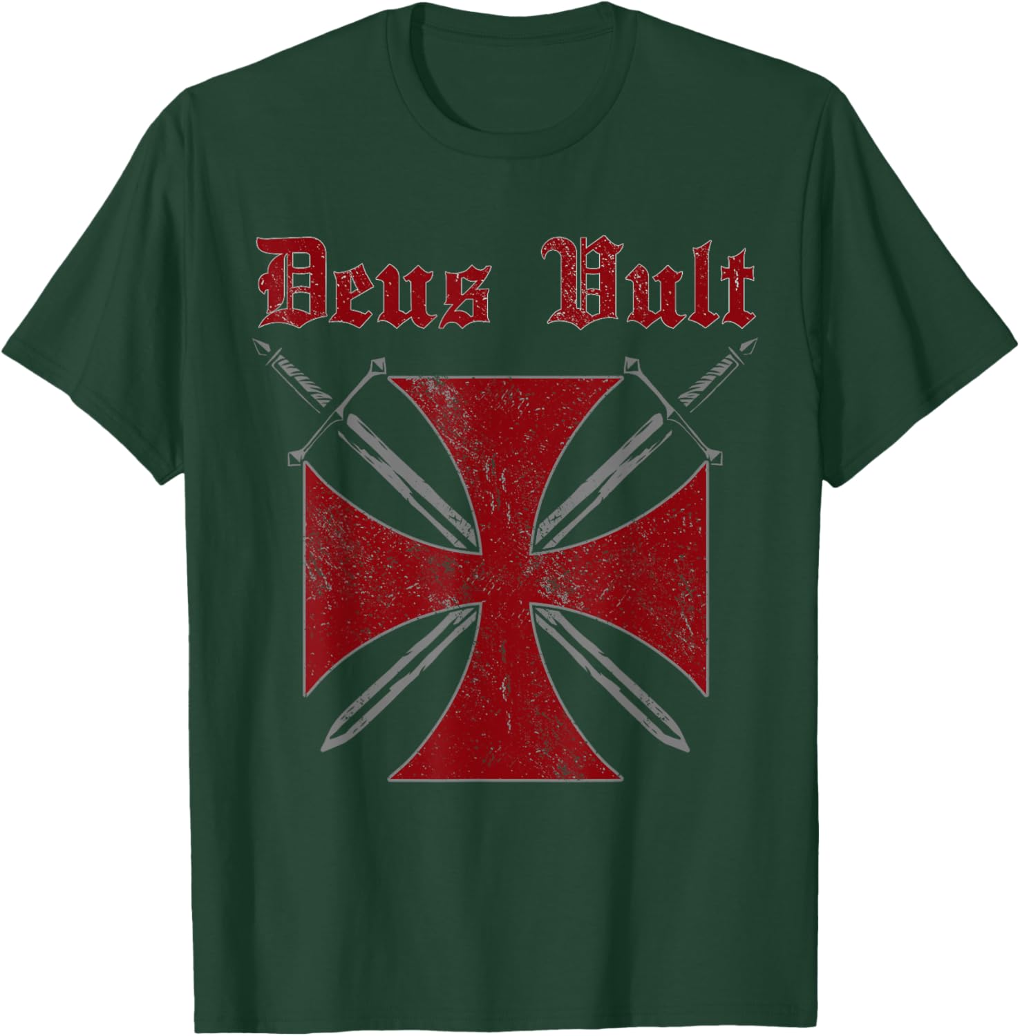 Deus Vult Templar Order Knights Templar Holy Cross Helmet T-Shirt - T-Shirt | Forest