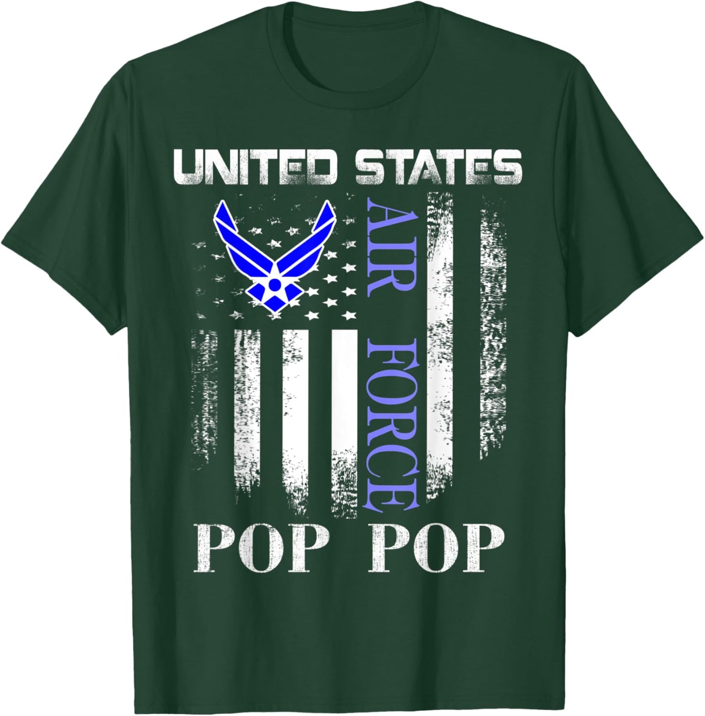 Vintage United States Air Force Pop Pop With American Flag T-Shirt - T-Shirt | Forest