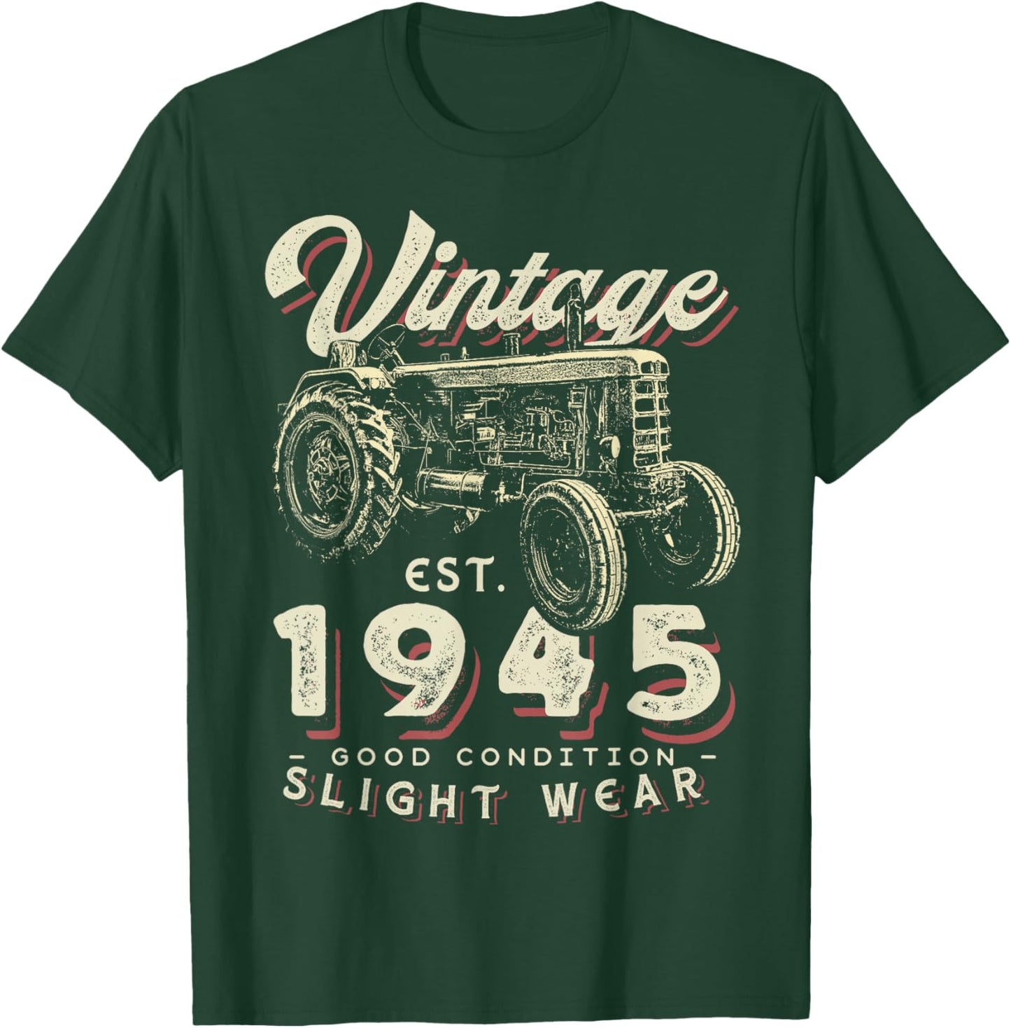 Vintage Farmer Tractor established 1945 77th Birthday Party T-Shirt - T-Shirt | Forest