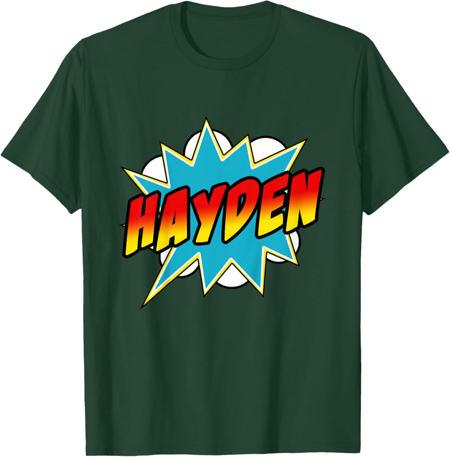 Kids Boys Hayden Comic Book Superhero Name T-Shirt - T-Shirt | Forest