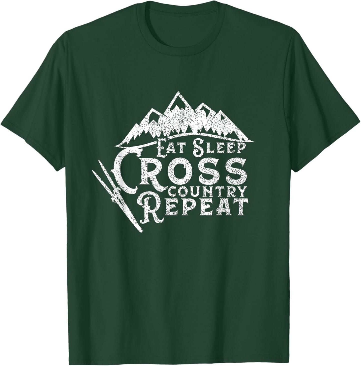 Eat Sleep Cross Country Repeat XC Skiing Cross-Country Ski T-Shirt - T-Shirt | Forest