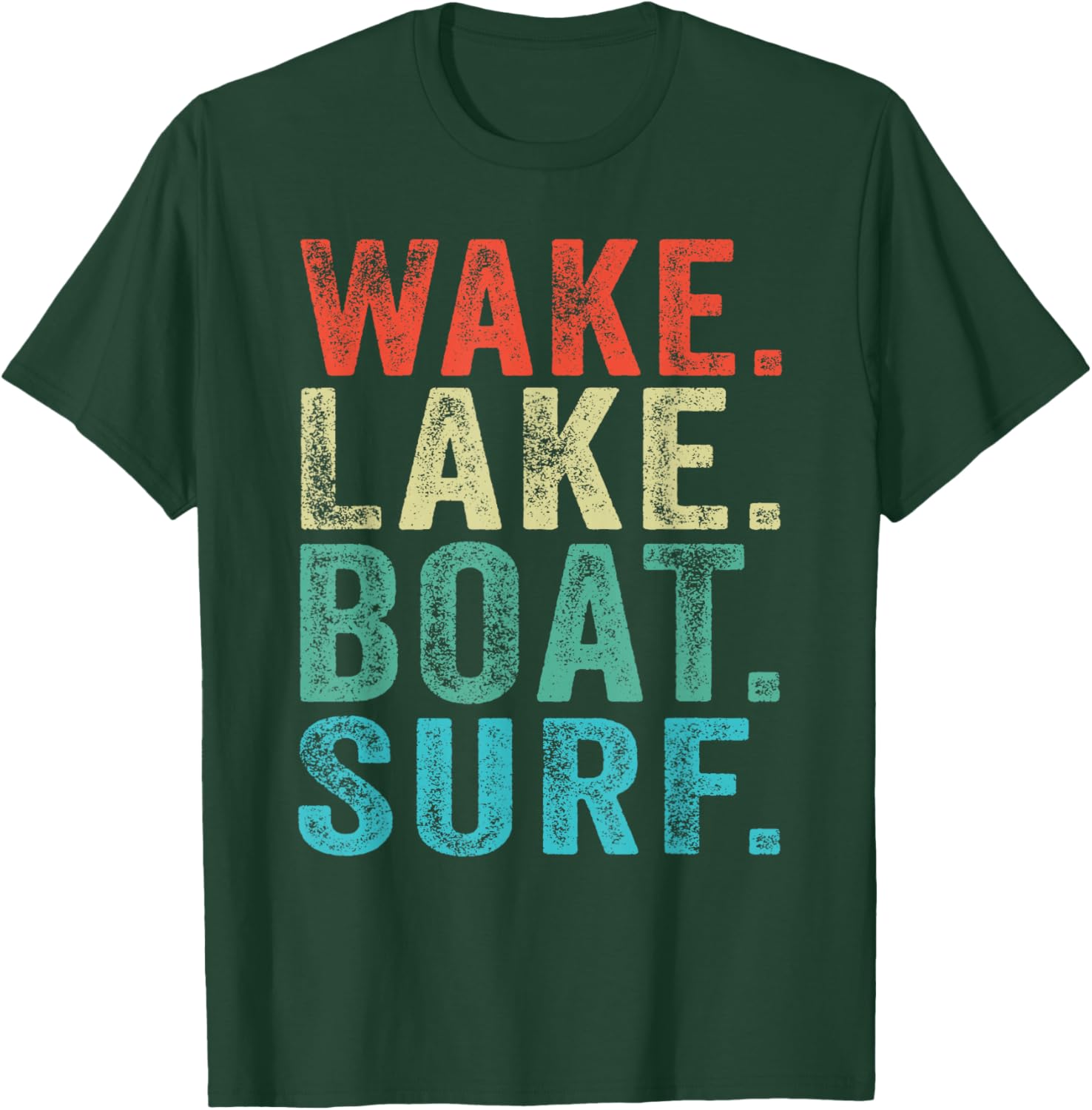Wake Lake Boat Surf Surfing Surfboards Beach Retro Vintage T-Shirt - T-Shirt | Forest