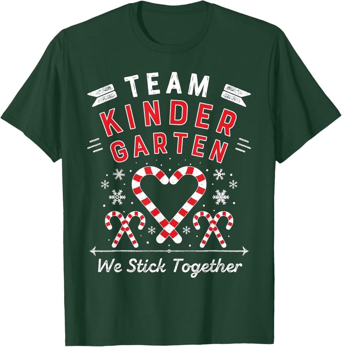 Team Kinder garten Christmas Candy Cane Kindergarten Teacher Women Kids T-Shirt - T-Shirt | Forest