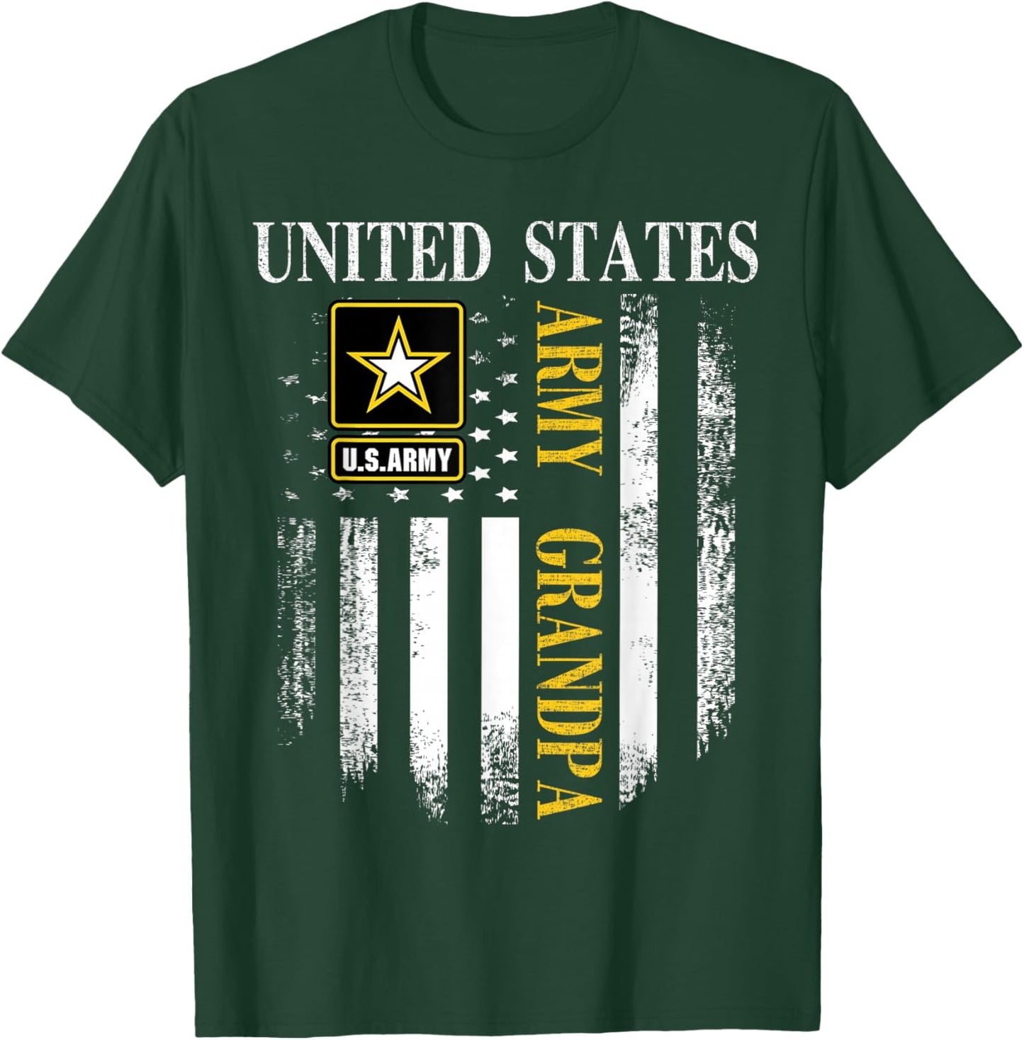 Vintage United States Army Grandpa With American Flag Gift T-Shirt - T-Shirt | Forest