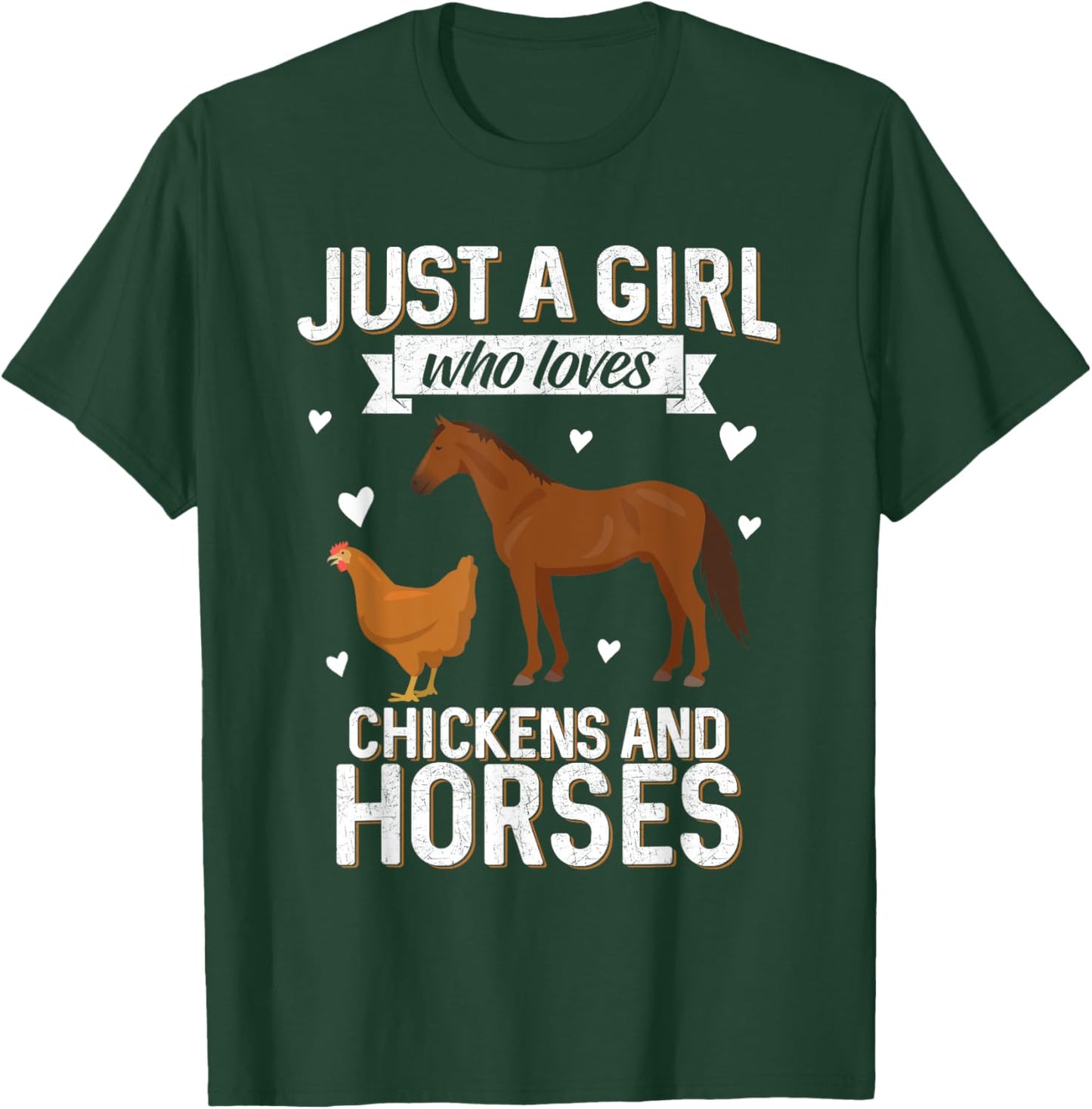 Just A Girl Who Loves Chickens Horse Lover Women Farmer T-Shirt - T-Shirt | Forest