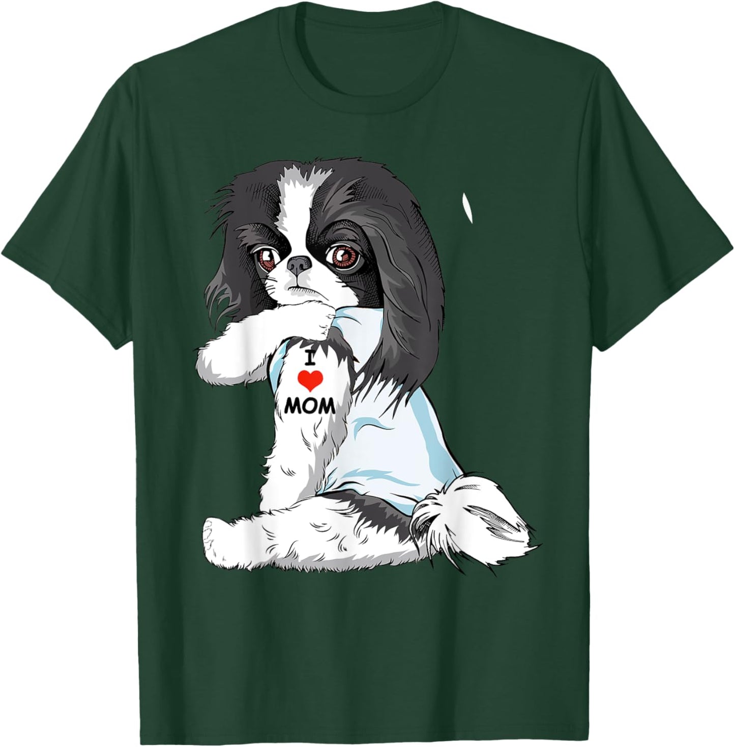 I Love Mom Tattoo Japanese Chin Mom Dog Lover Women T-Shirt - T-Shirt | Forest