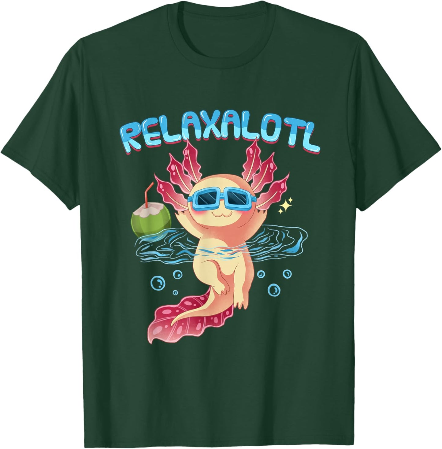 Relaxalotl Axolotl Vacation Trip Beach Swimming T-Shirt - T-Shirt | Forest