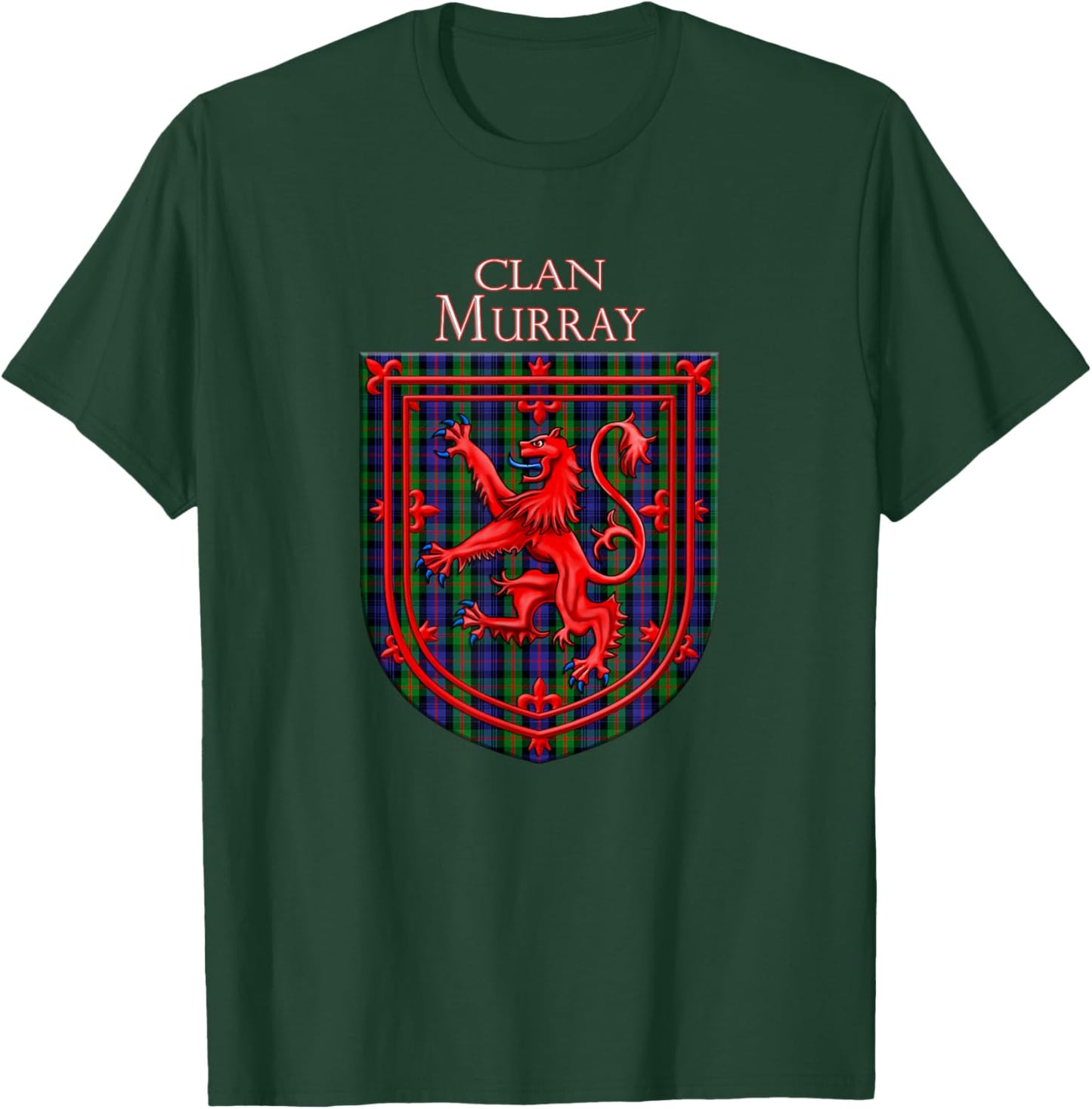 Murray Tartan Scottish Plaid Lion Rampant T-Shirt - T-Shirt | Forest