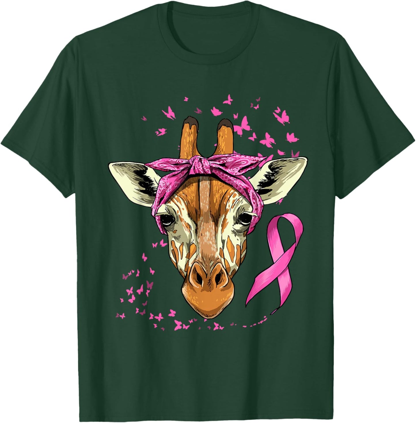 Giraffe Breast Cancer Awareness Pink Ribbon Cancer Survivor T-Shirt - T-Shirt | Forest