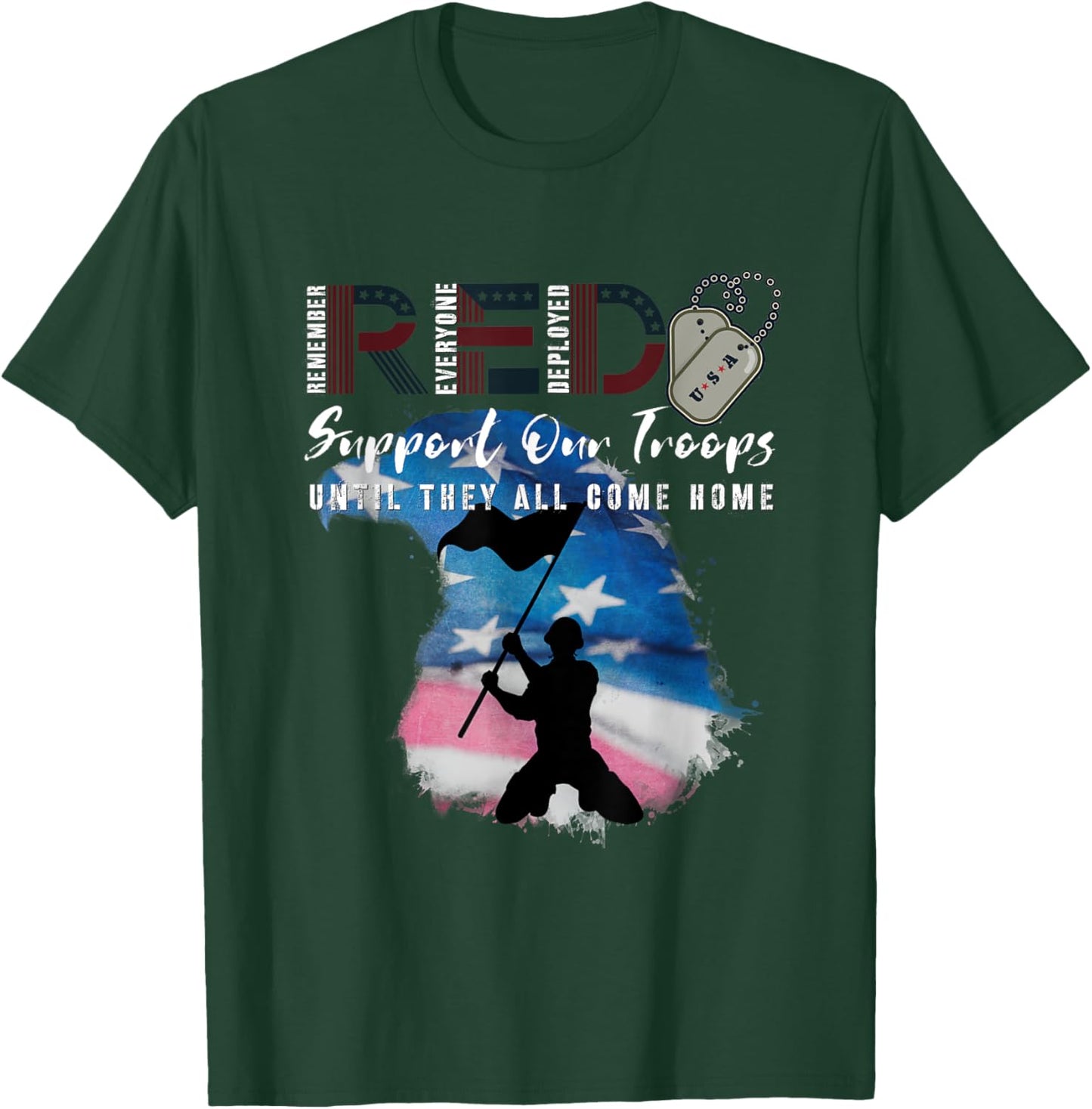 Red Friday Military We Wear Red Support Our troops US Flag T-Shirt - T-Shirt | Forest