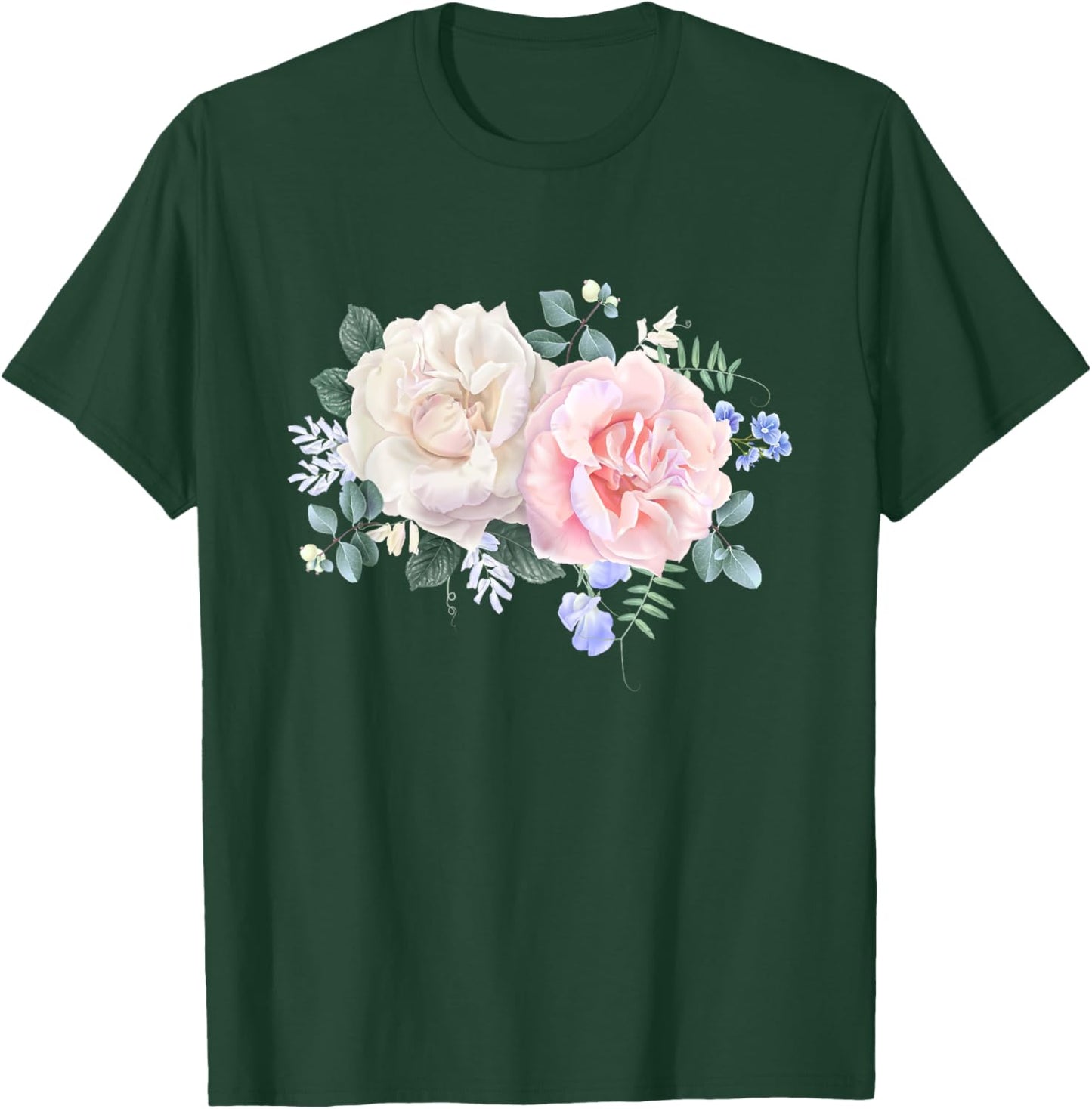 Vintage Flower Rose Floral Shirt - Pastel Flower Rose T-Shirt - T-Shirt | Forest