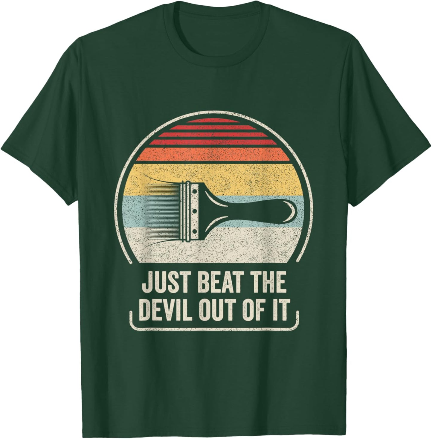 Catch Some Rays Retro Just Beat The Devil Out Of It Funny Artist Drawing Adult Classic Fit Collarless Short Sleeve - Black - S T-Shirt - T-Shirt | Forest