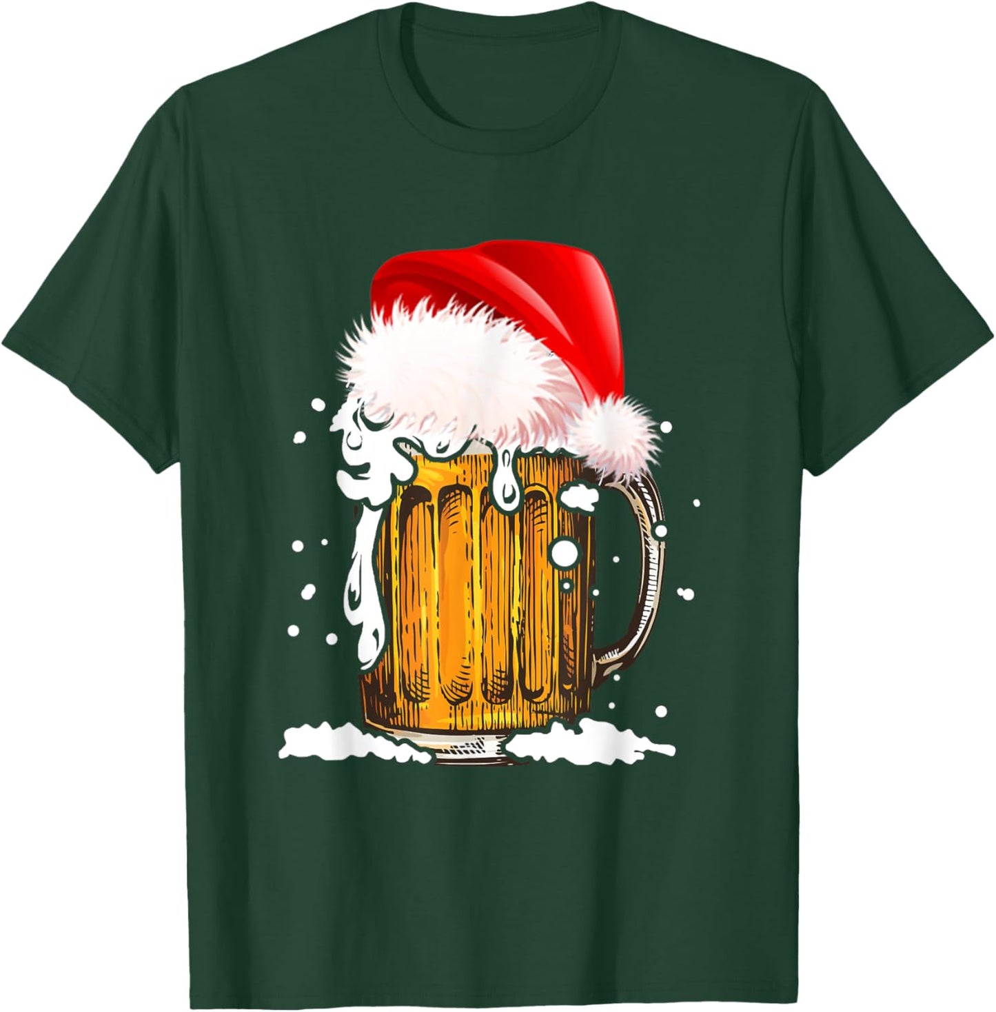 Beer Santa Hat Christmas Drinking Lover Alcohol Pajamas T-Shirt - T-Shirt | Forest